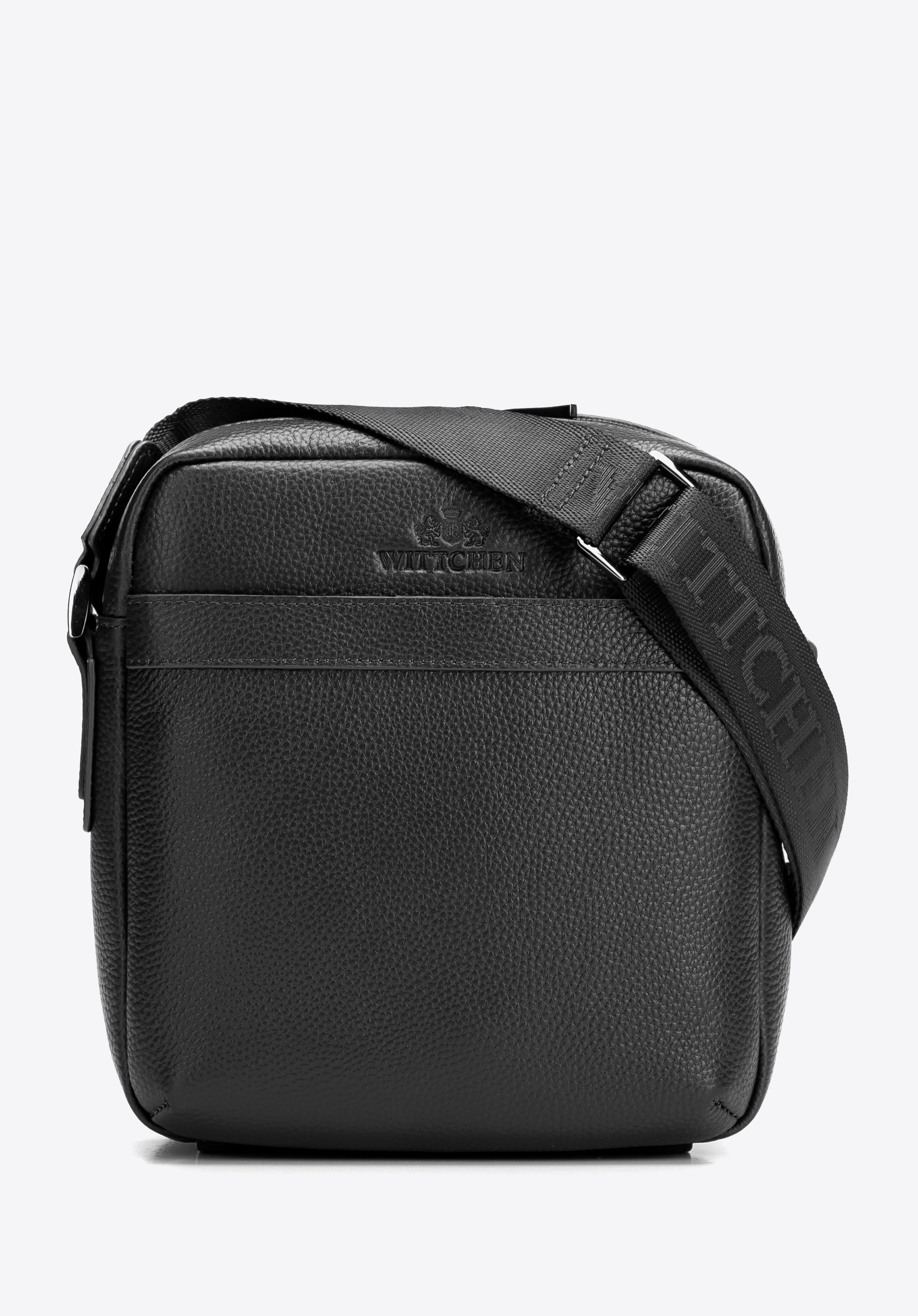 Pánska kožená taška cez rameno s kamienkovým vzorom, čierna, 29-4U-307-1, Obrázok 1