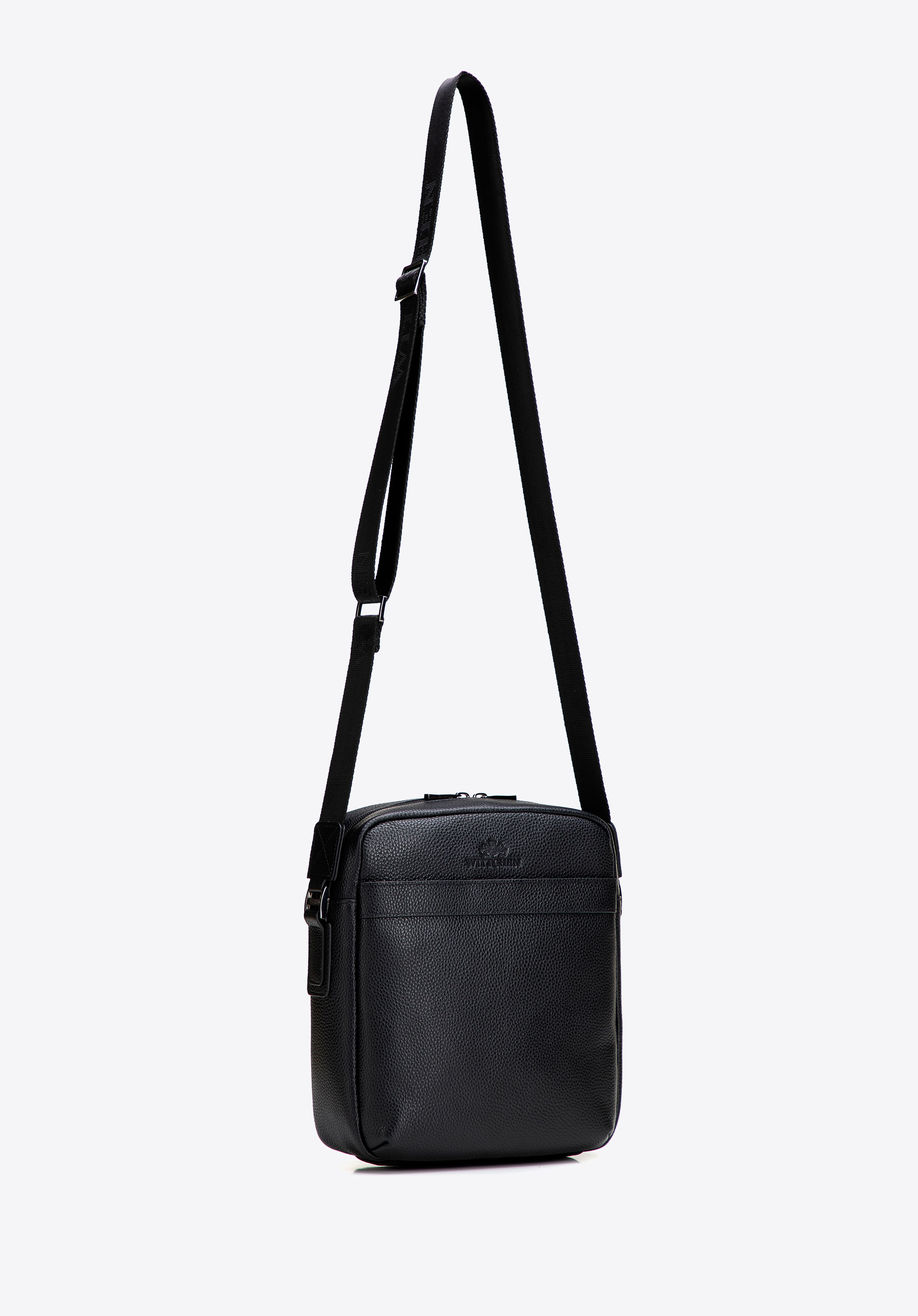 Pánska kožená taška cez rameno s kamienkovým vzorom, čierna, 29-4U-306-1, Obrázok 1