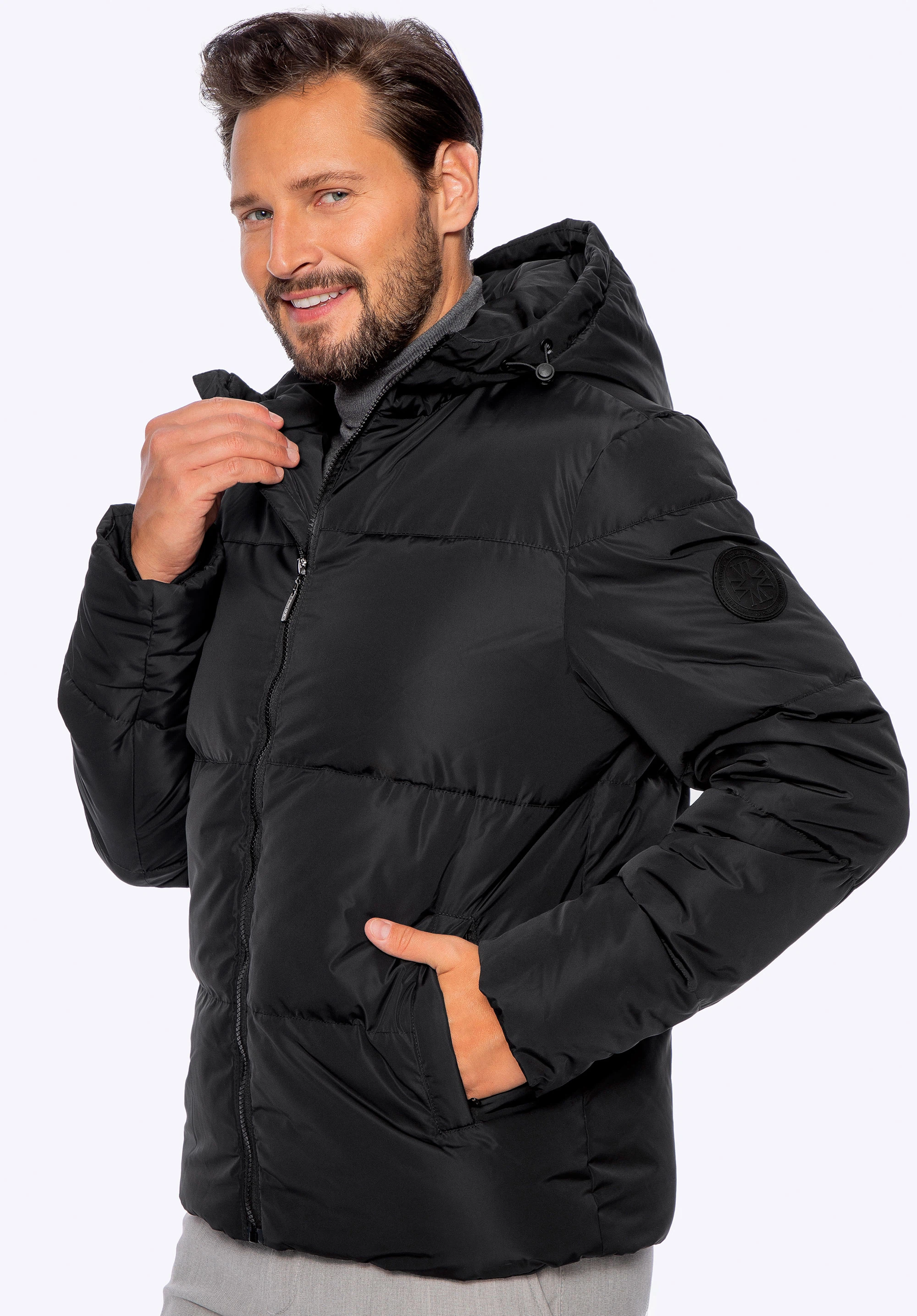 Pánska prešívaná bunda s kapucňou, čierna, 97-9D-952-1-2XL, Obrázok 1