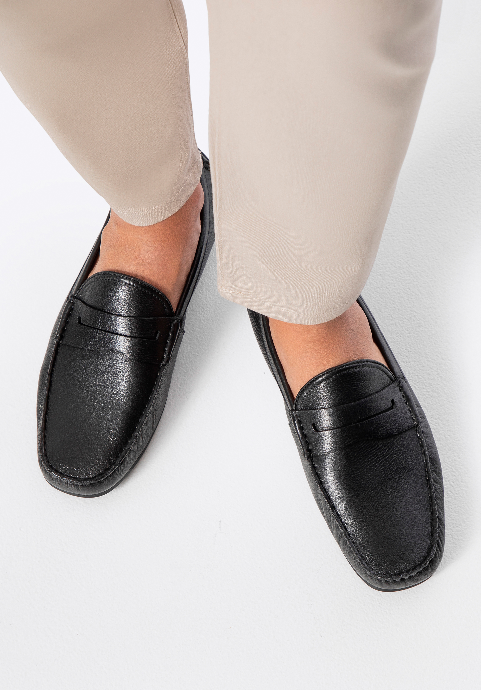 Pánske kožené nazúvacie topánky, čierna, 100-M-505-1-42, Obrázok 3