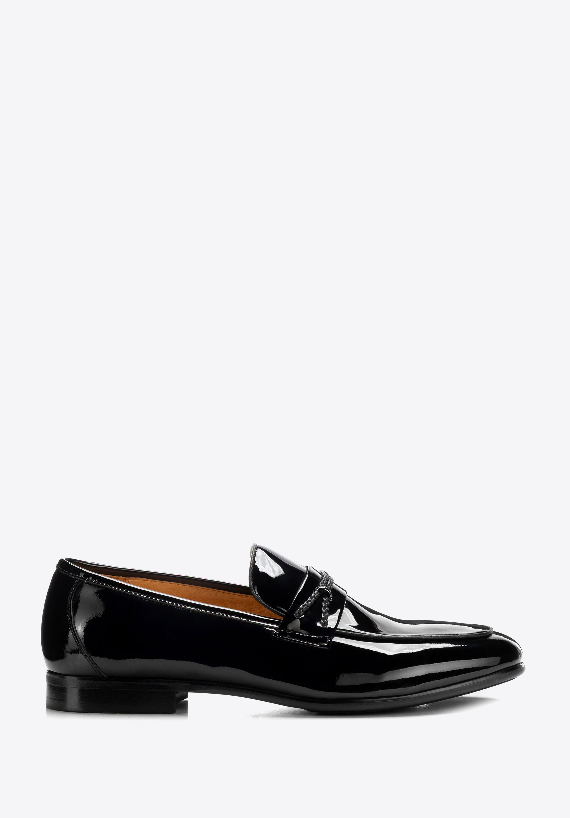 Men''s patent leather loafers with braided detail, čierna, 101-M-309-1-41, Obrázok 1