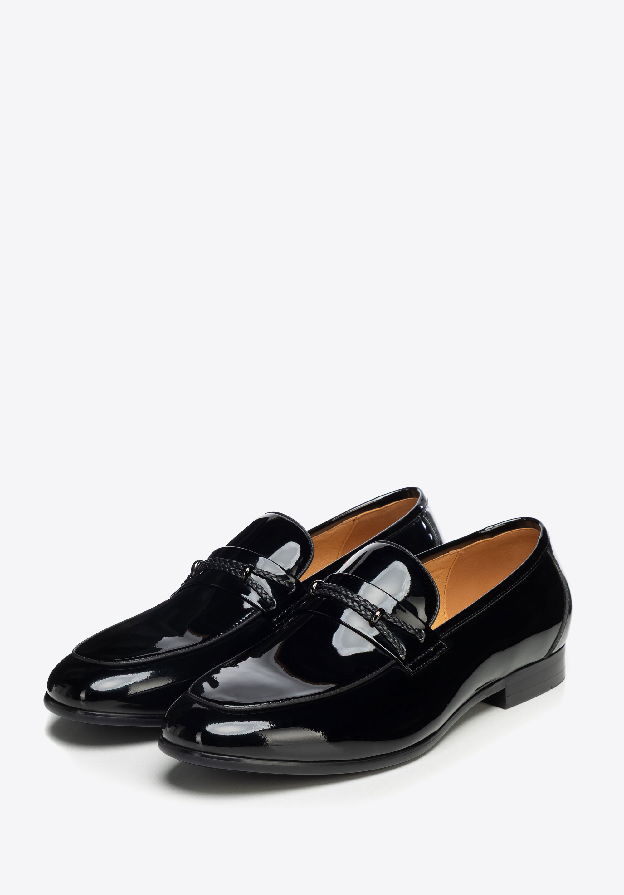 Men''s patent leather loafers with braided detail, čierna, 101-M-309-1-41, Obrázok 1