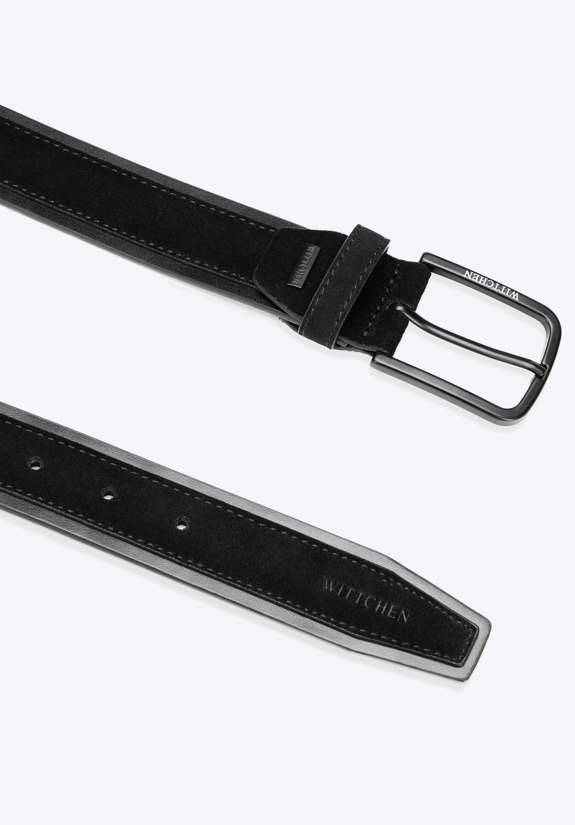 Pánsky opasok z prírodnej kože s dvoma textúrami, čierna, 101-8M-203-1-M, Obrázok 1