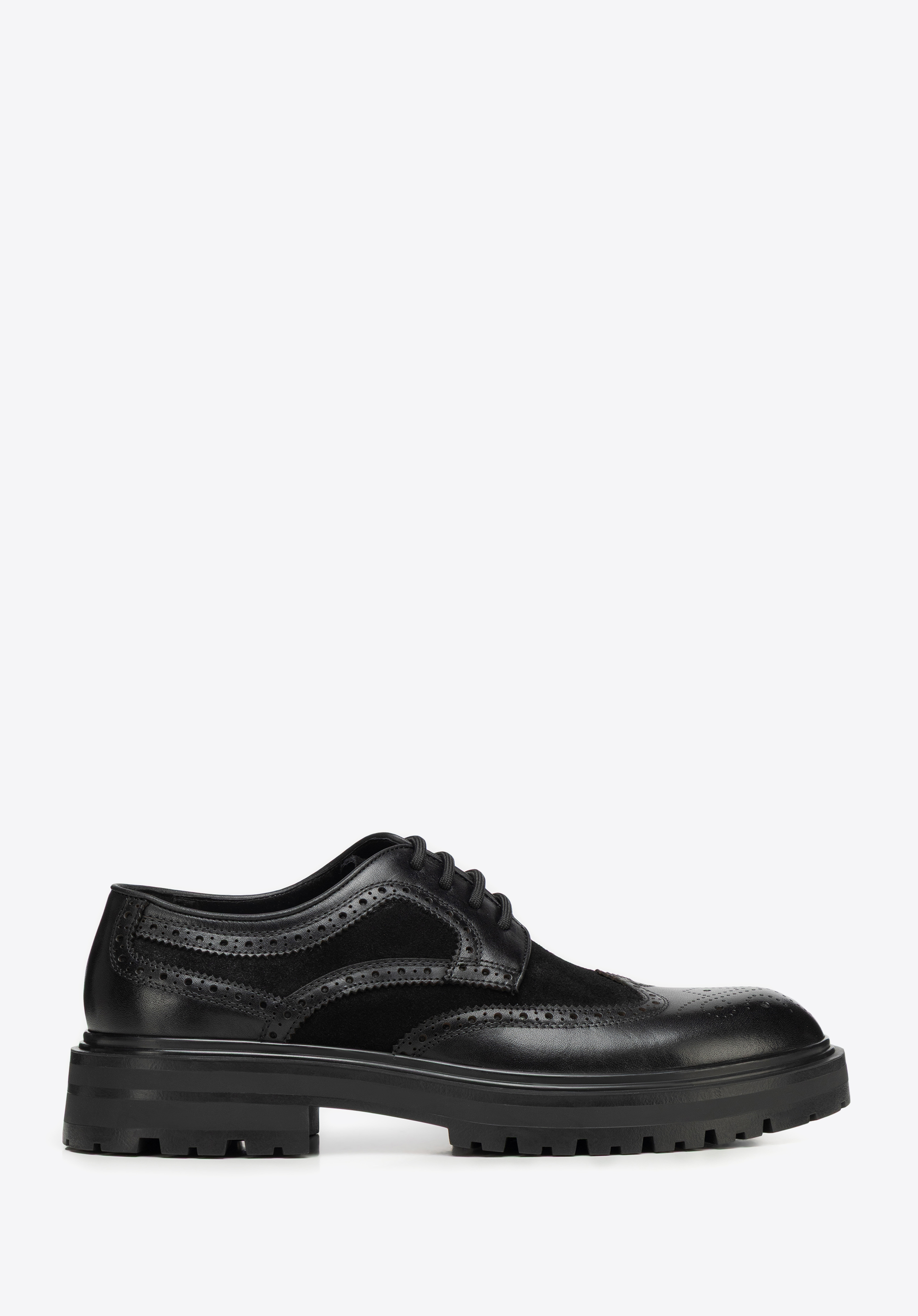 Men’s leather brogues with track sole, čierna, 101-M-516-1-39, Obrázok 1