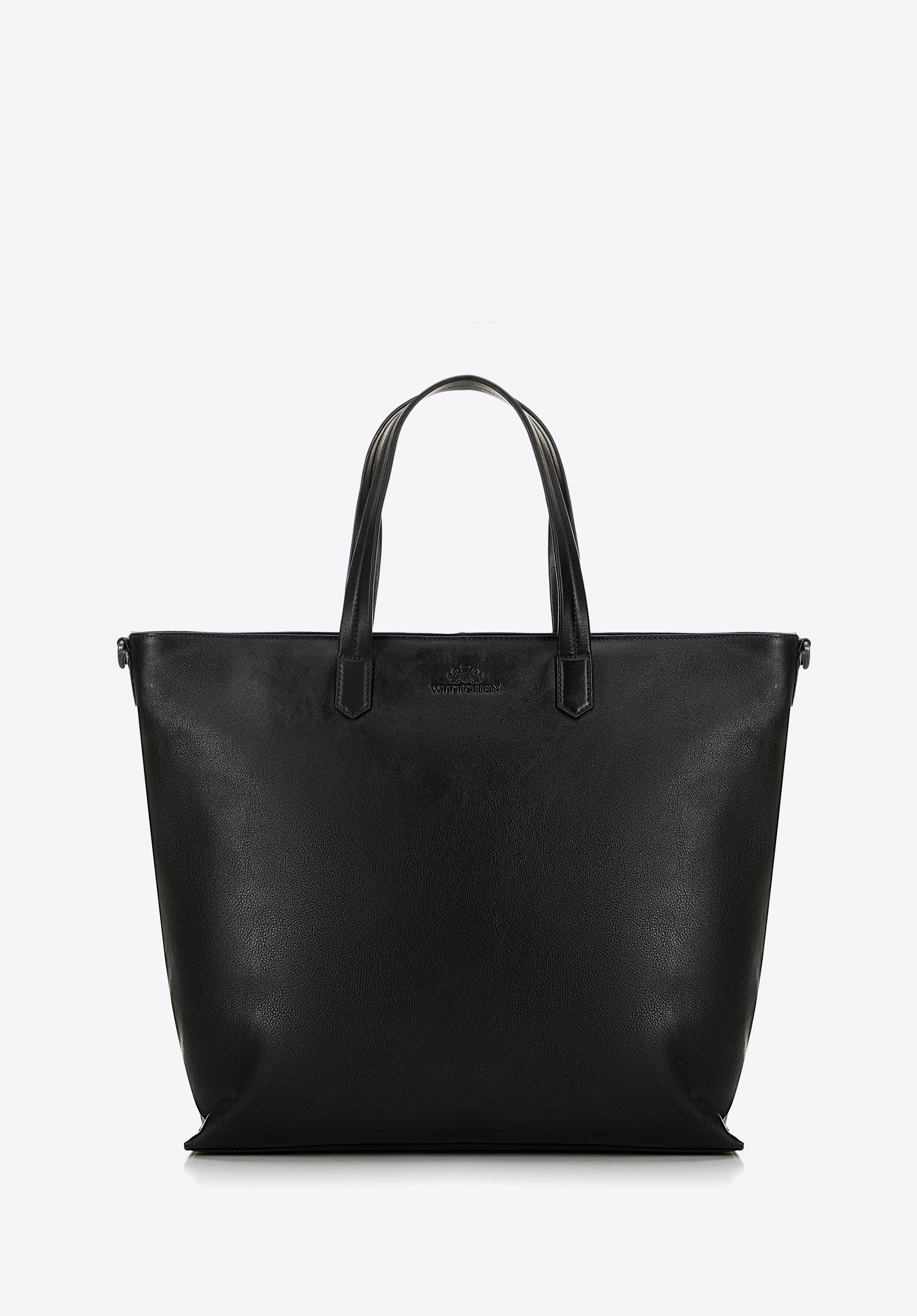 Veľká kožená nákupná taška, čierna, 16-3-008-1, Obrázok 1