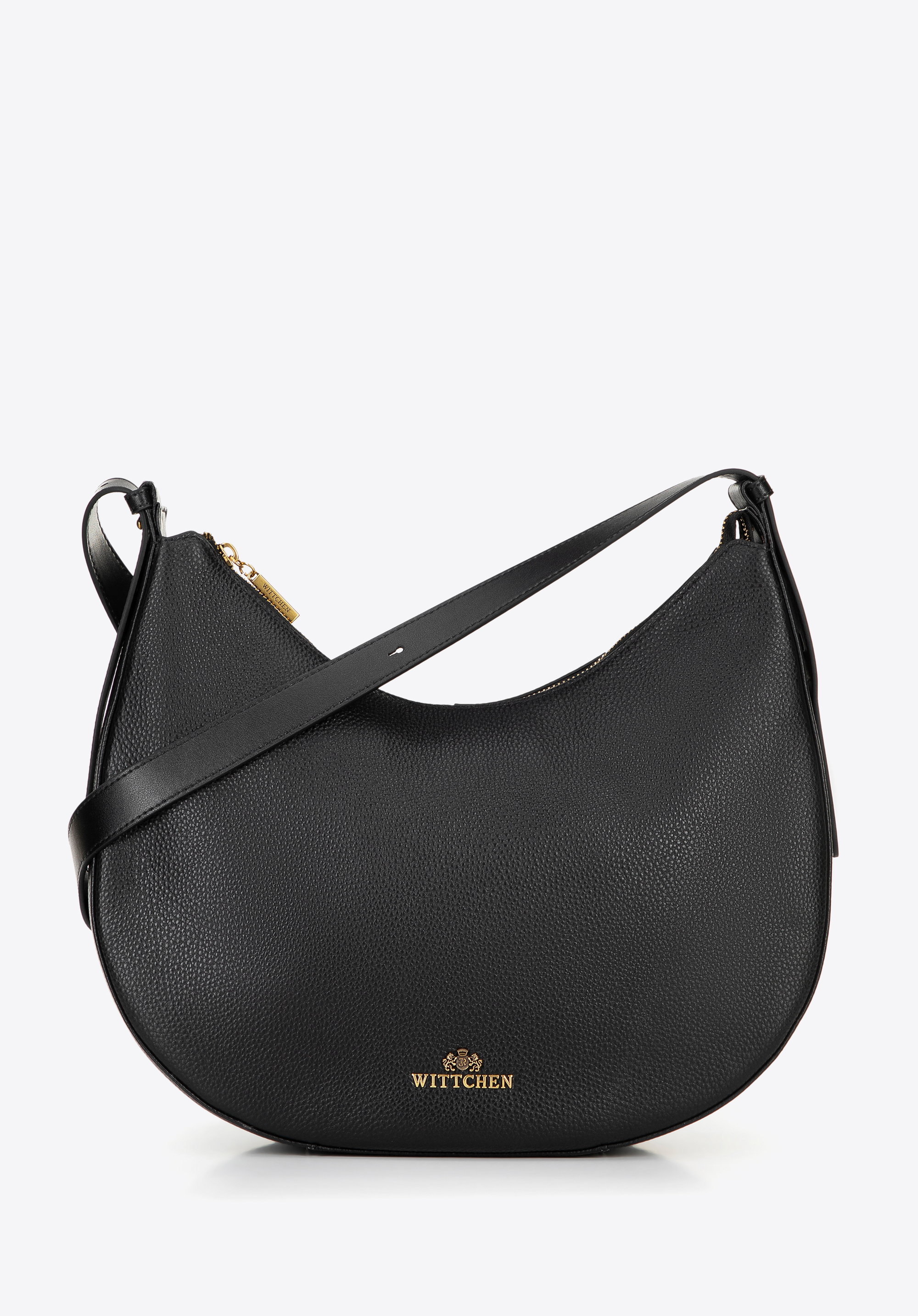 Veľká kožená taška cez rameno, čierna, 100-4E-209-1, Obrázok 1