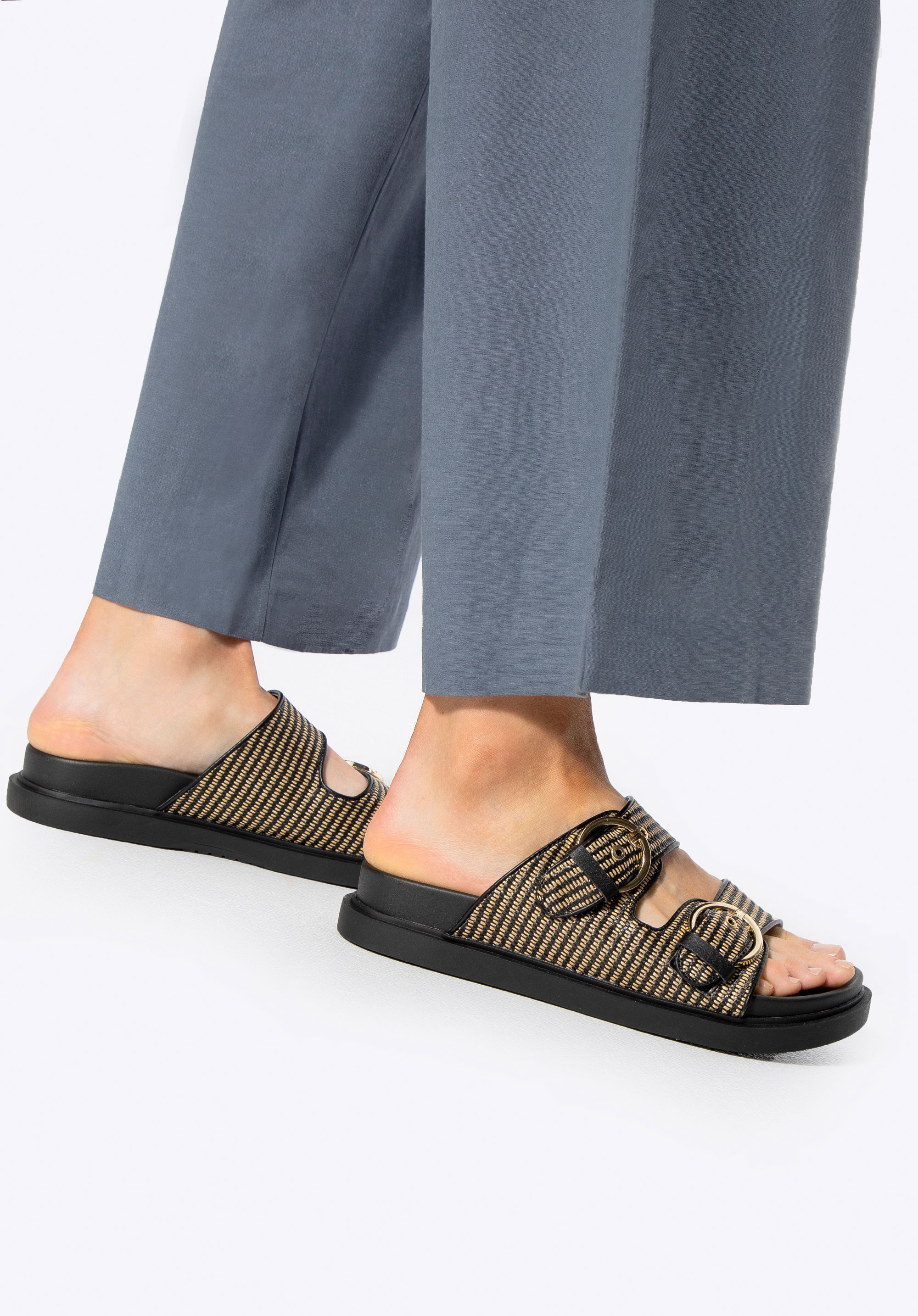 Dámske slip on sandále, čierno-béžová, 100-DP-402-1-36, Obrázok 1