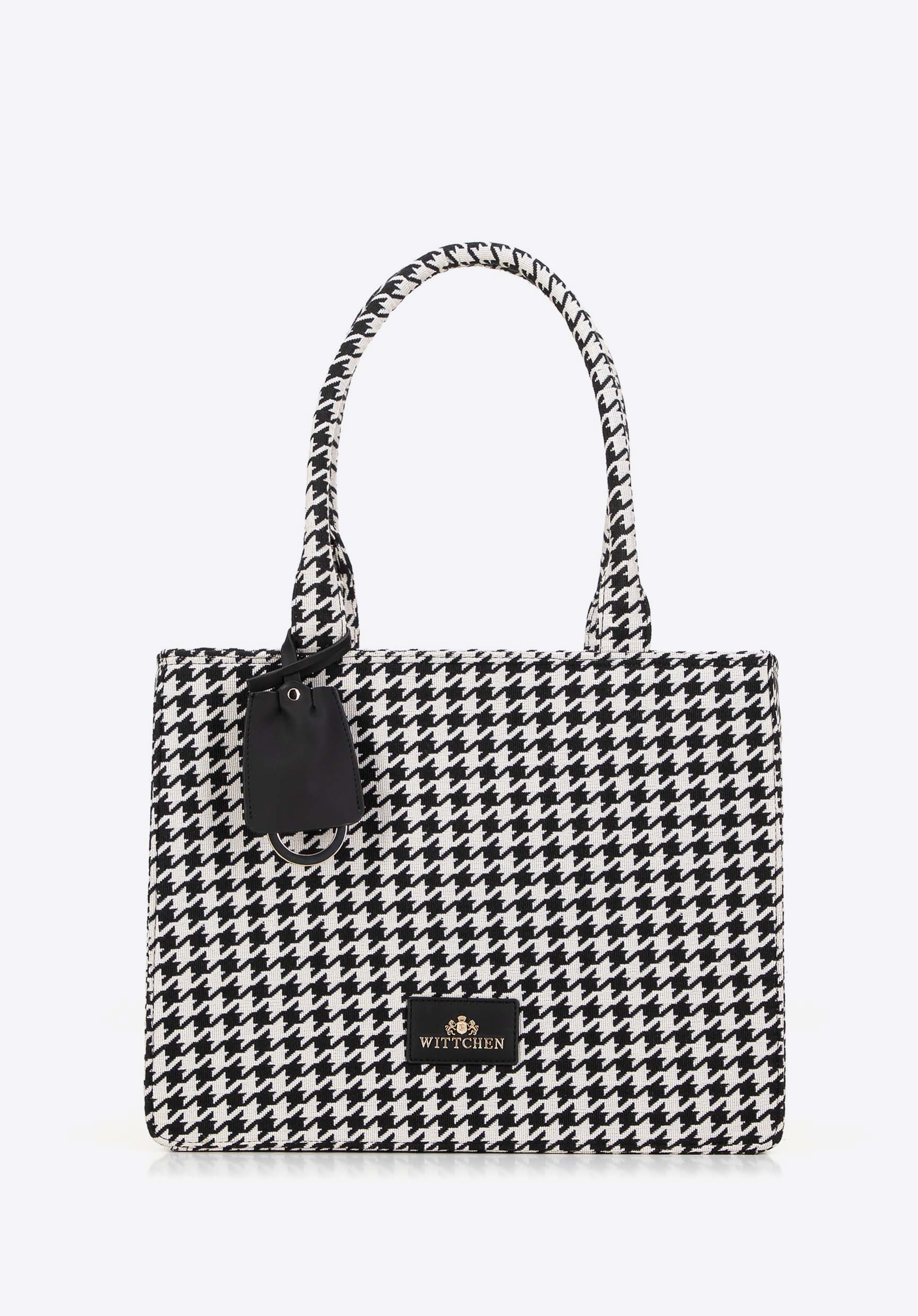 Dámska žakárová nákupná taška so strapcom, čierno-biela, 99-4E-501-X3, Obrázok 1