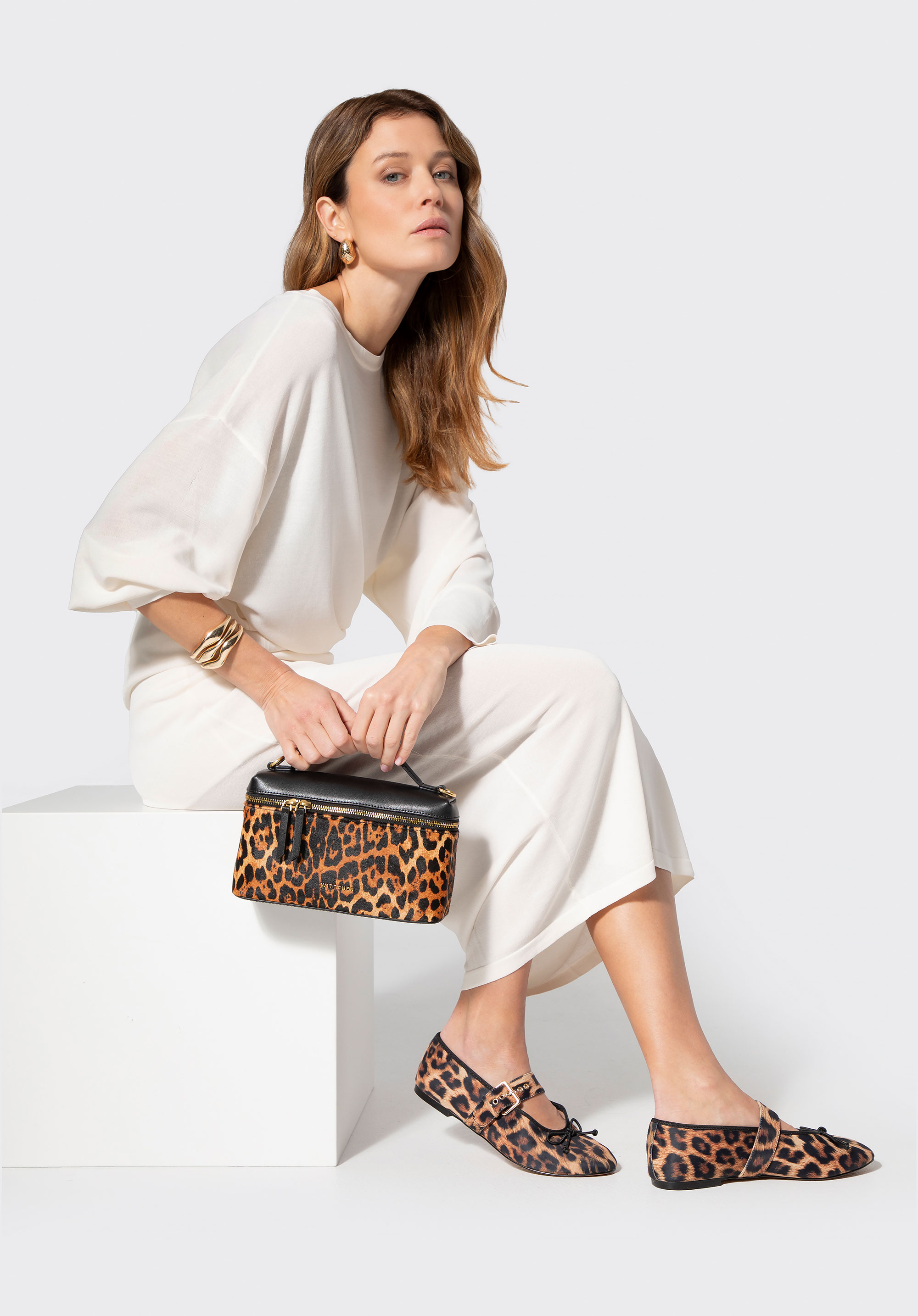 Dámska kožená taška s potlačou zvieratiek, čierno-hnedá, 102-4E-604-4, Obrázok 1