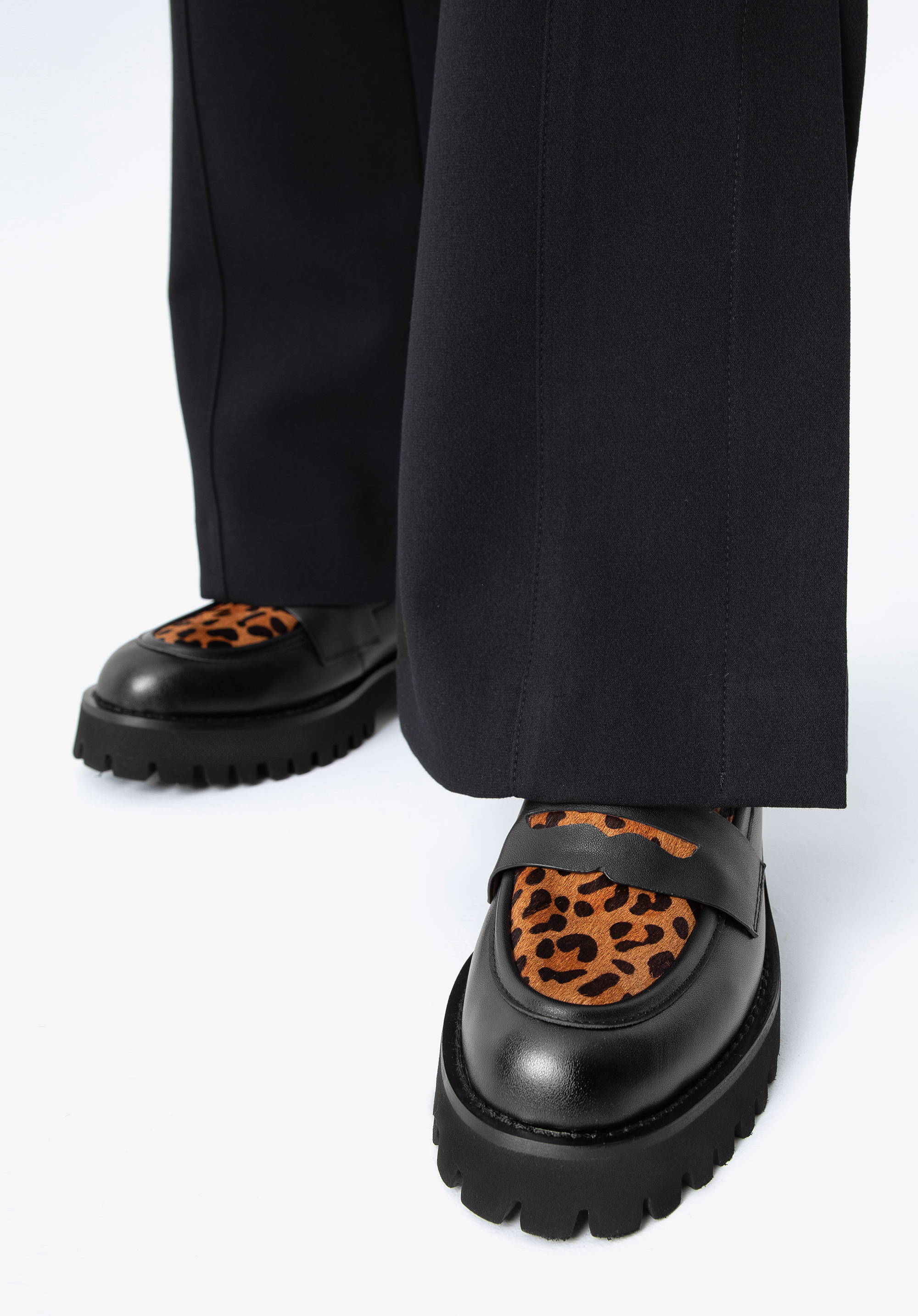 Dámske kožené mokasíny so zvieracím vzorom, čierno-hnedá, 97-D-512-41-36, Obrázok 1