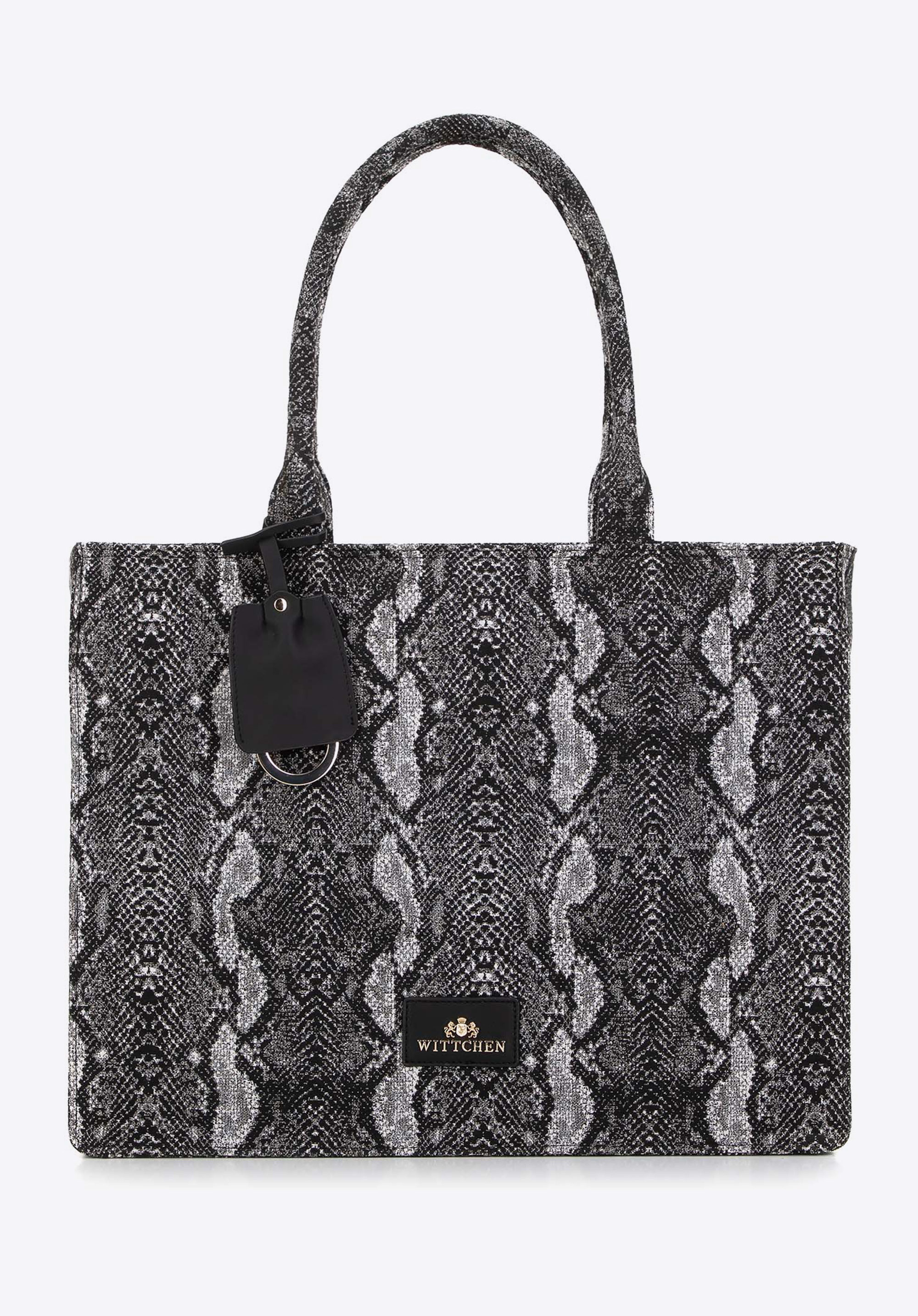 Dámska žakárová nákupná taška so vzorom, čierno-sivá, 99-4E-500-X8, Obrázok 1