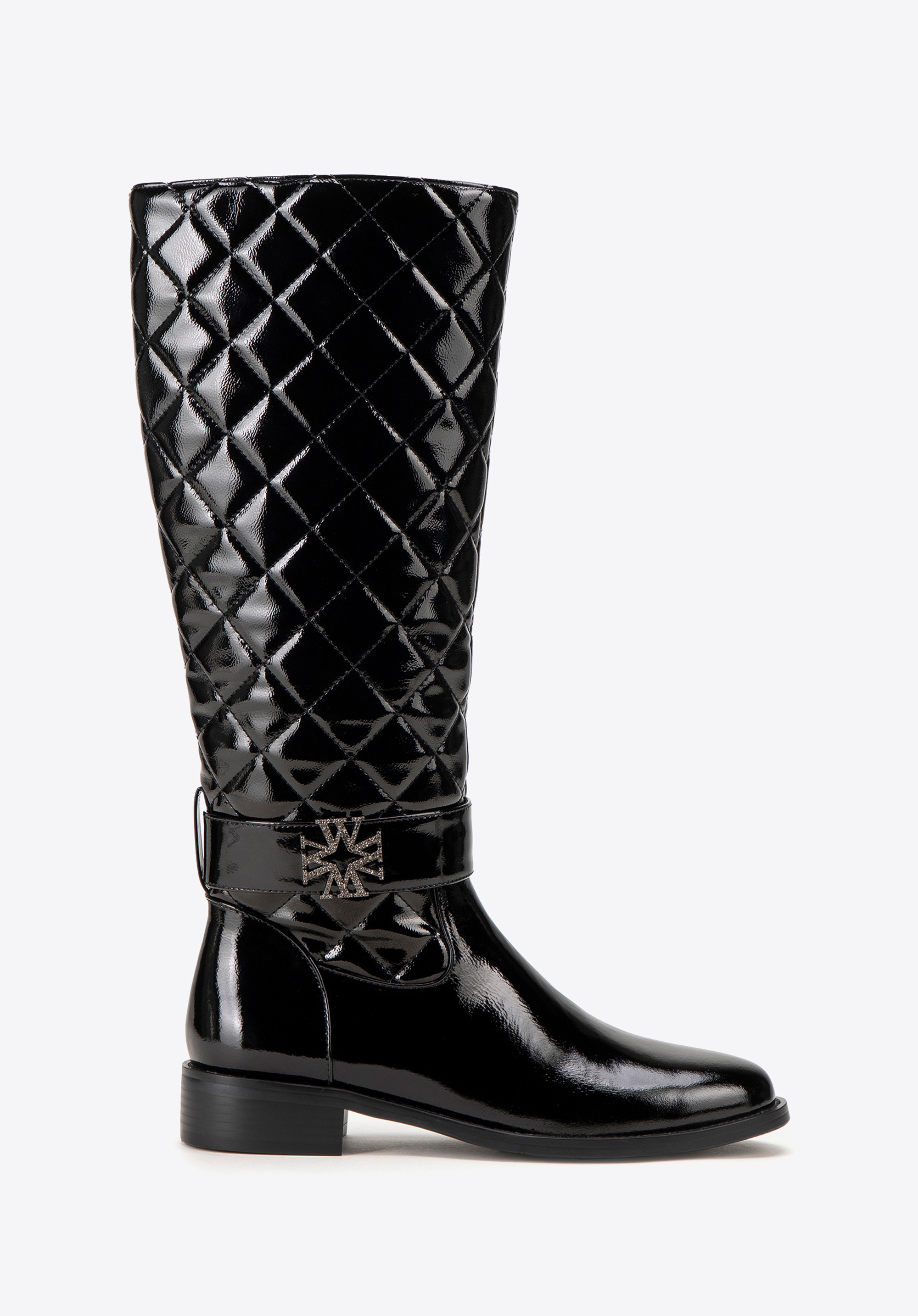 Dámske prešívané kožené čižmy, čierno-strieborná, 99-D-505-1L-36, Obrázok 1