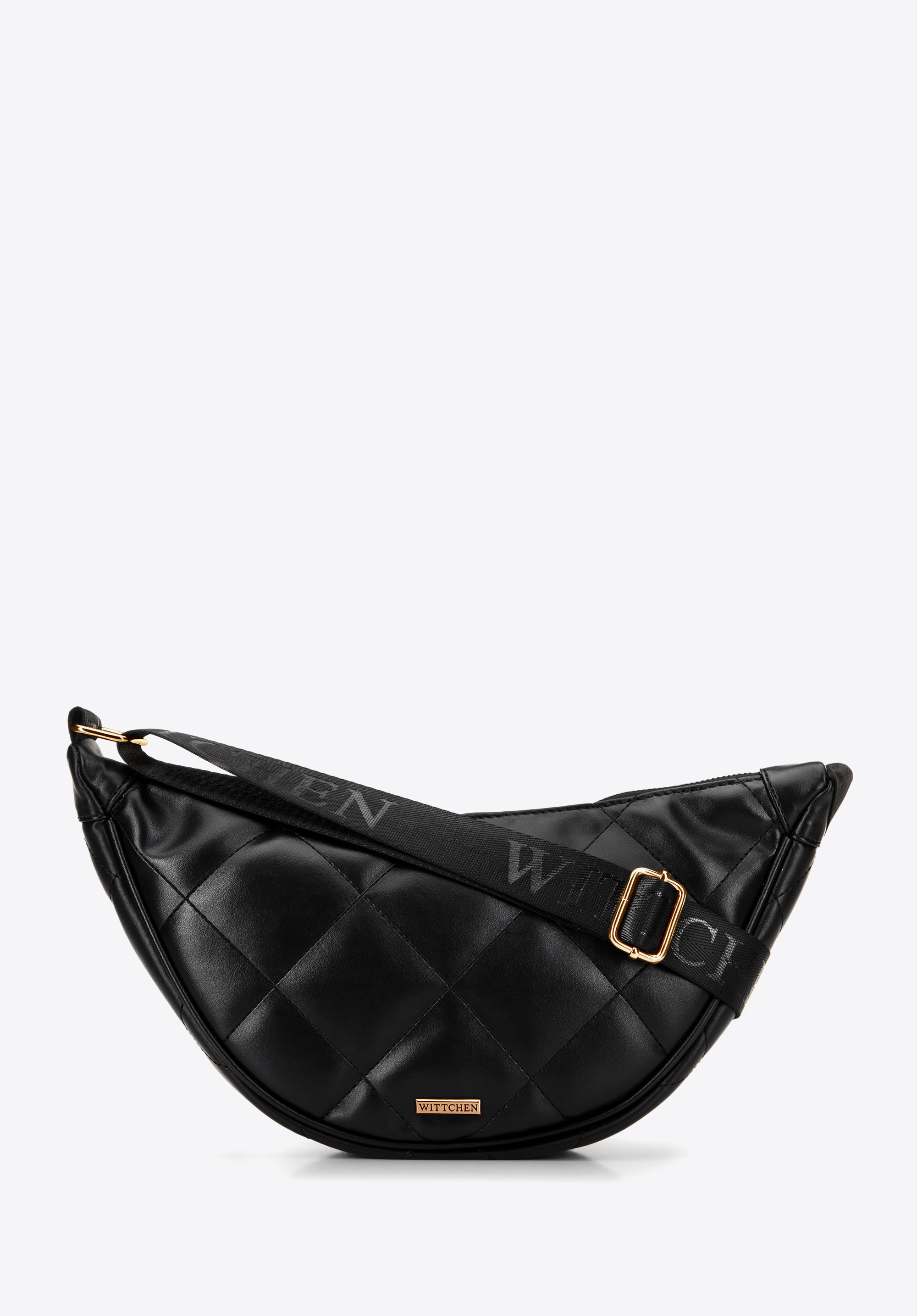 Women’s baguette bag with geometric stitching, čierno-zlatá, 100-4Y-422-1G, Obrázok 1