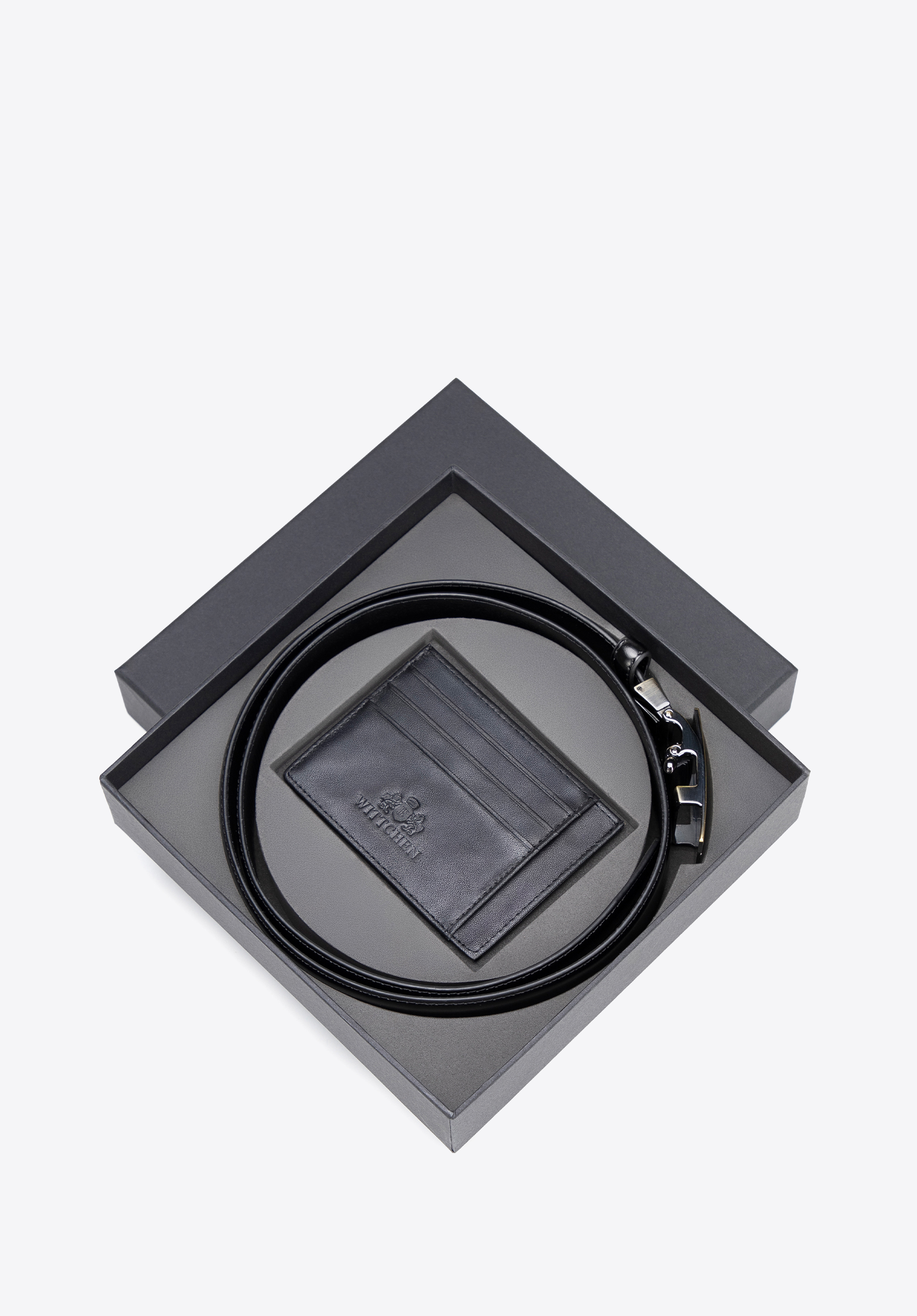 Pánska súprava: opasok a puzdro na karty, čierno-zlatá, 102-8M-S14-1G-10, Obrázok 1