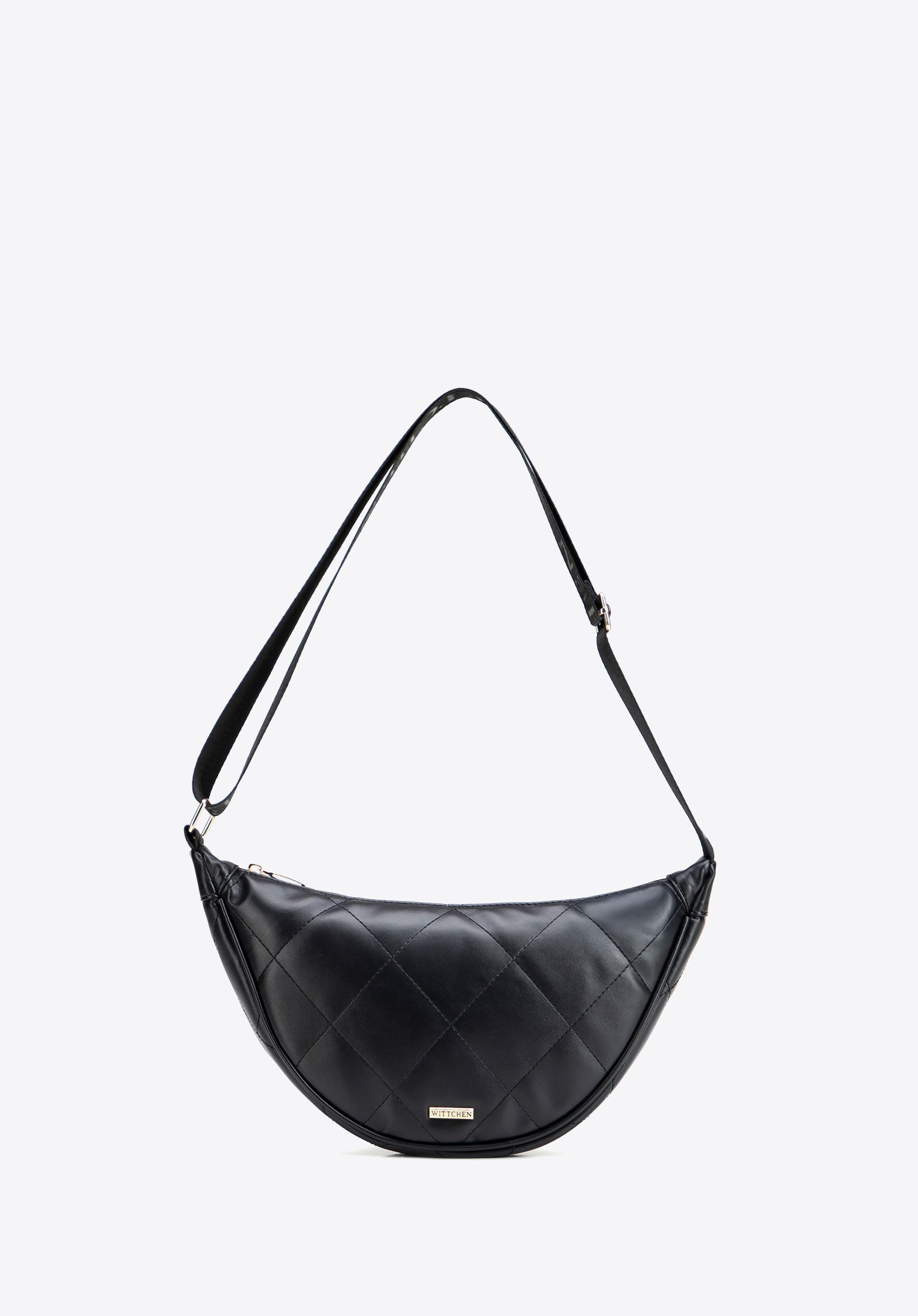 Women’s baguette bag with geometric stitching, čierno-zlatá, 100-4Y-422-1G, Obrázok 1