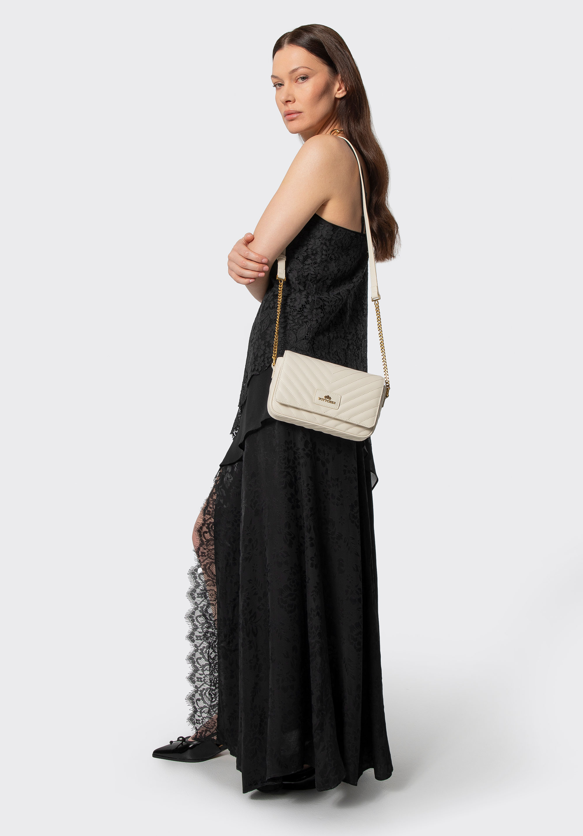 Geantă crossbody pentru femei cu detalii cusături, crem, 102-4E-204-0, Fotografie 1