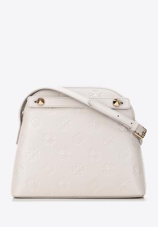 Geantă crossbody pentru damă cu monogram, crem, 98-4E-603-0, Fotografie 1