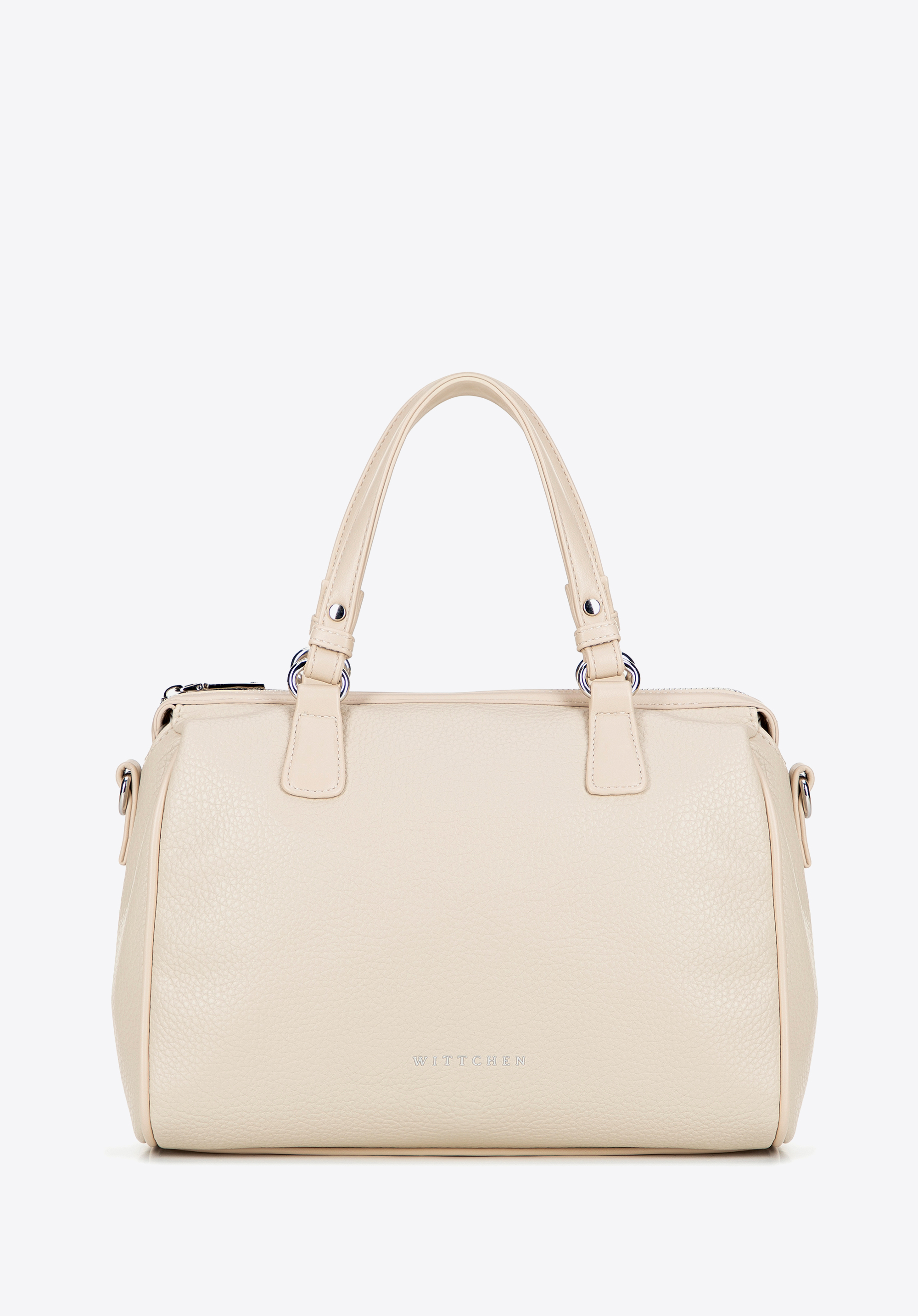 Geantă de damă din piele ecologică cu curea de umăr cu cuie, crem, 101-4Y-704-1, Fotografie 1