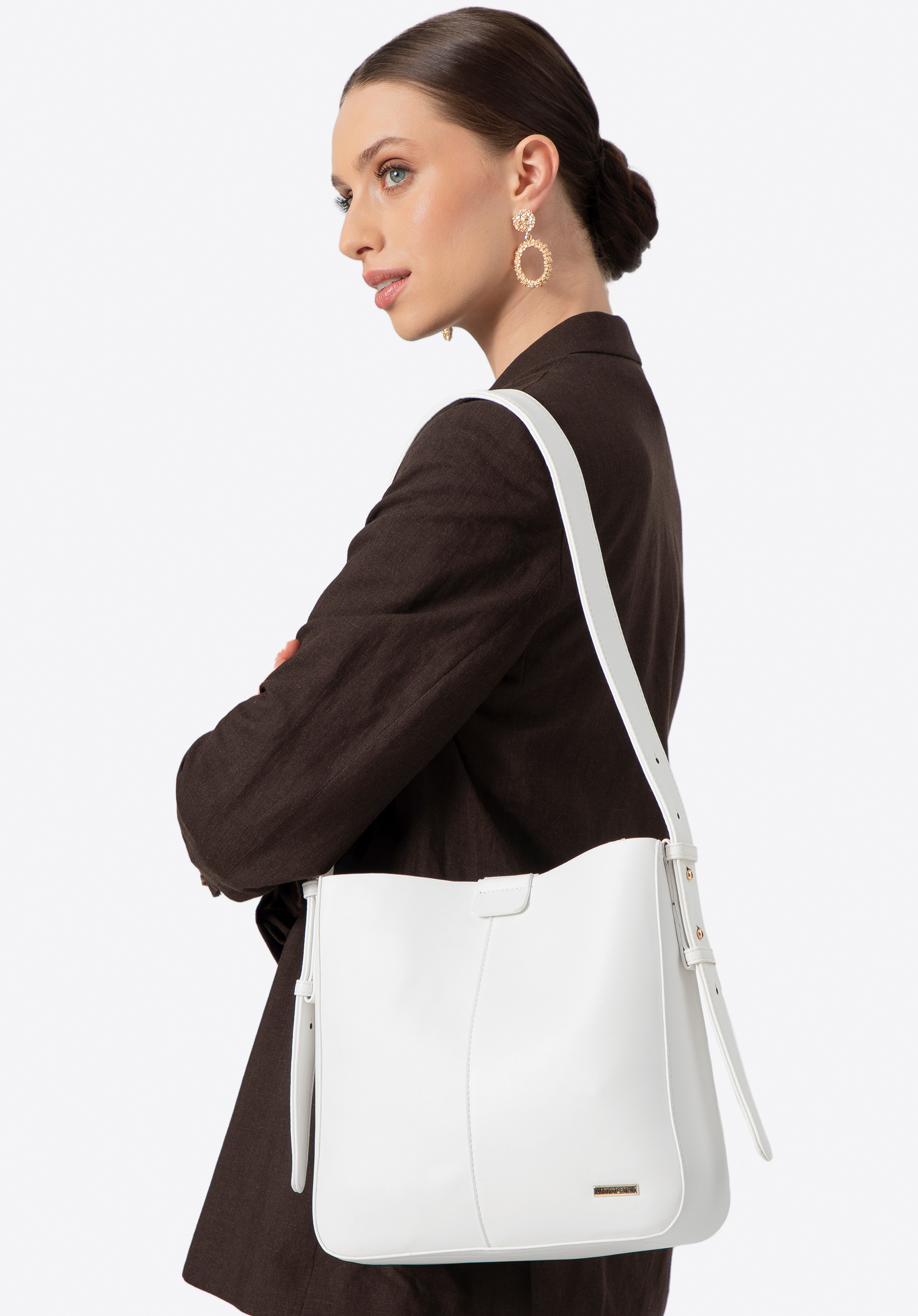 Geantă pentru femei din imitație de piele, crem, 100-4Y-212-9, Fotografie 1