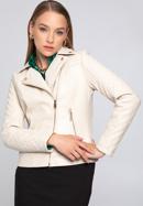 Jachetă biker din piele artificială pentru femei cu inserție matlasată, crem, 97-9P-102-3-XL, Fotografie 6