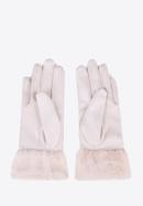 Mănuși de damă cu blană artificială, crem, 39-6P-010-PP-S/M, Fotografie 2