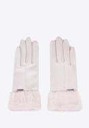 Mănuși de damă cu blană artificială, crem, 39-6P-010-PP-S/M, Fotografie 3