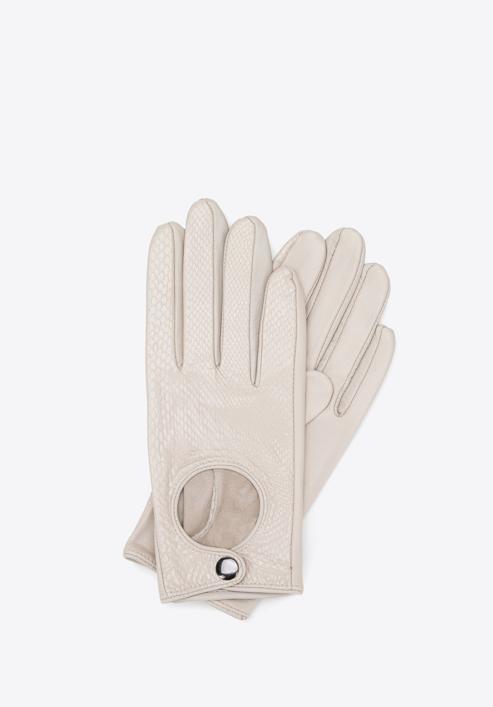 Mănuși de damă din piele de mașină, clasice, crem, 46-6A-002-1-M, Fotografie 1