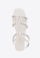 Sandale de dama impodobite cu cristale, crem, 98-D-972-1-39, Fotografie 5