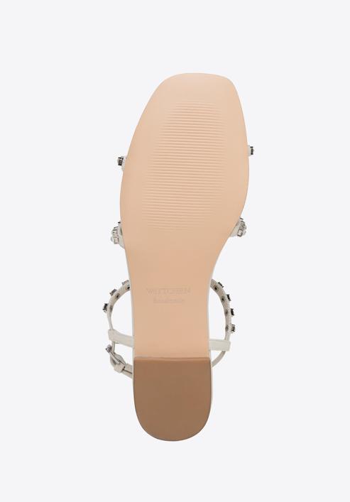 Sandale de dama impodobite cu cristale, crem, 98-D-972-G-35, Fotografie 6