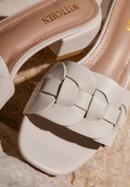 Sandale împletite cu toc mic, crem, 98-DP-201-0-35, Fotografie 31