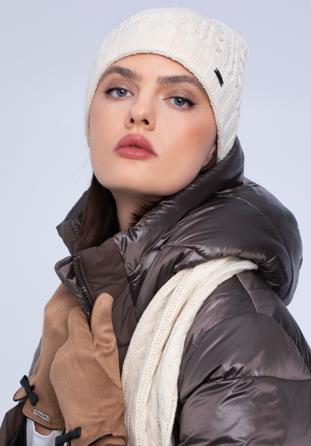 Șapcă groasă tricotată de iarnă pentru femei, crem, 97-HF-017-0, Fotografie 1