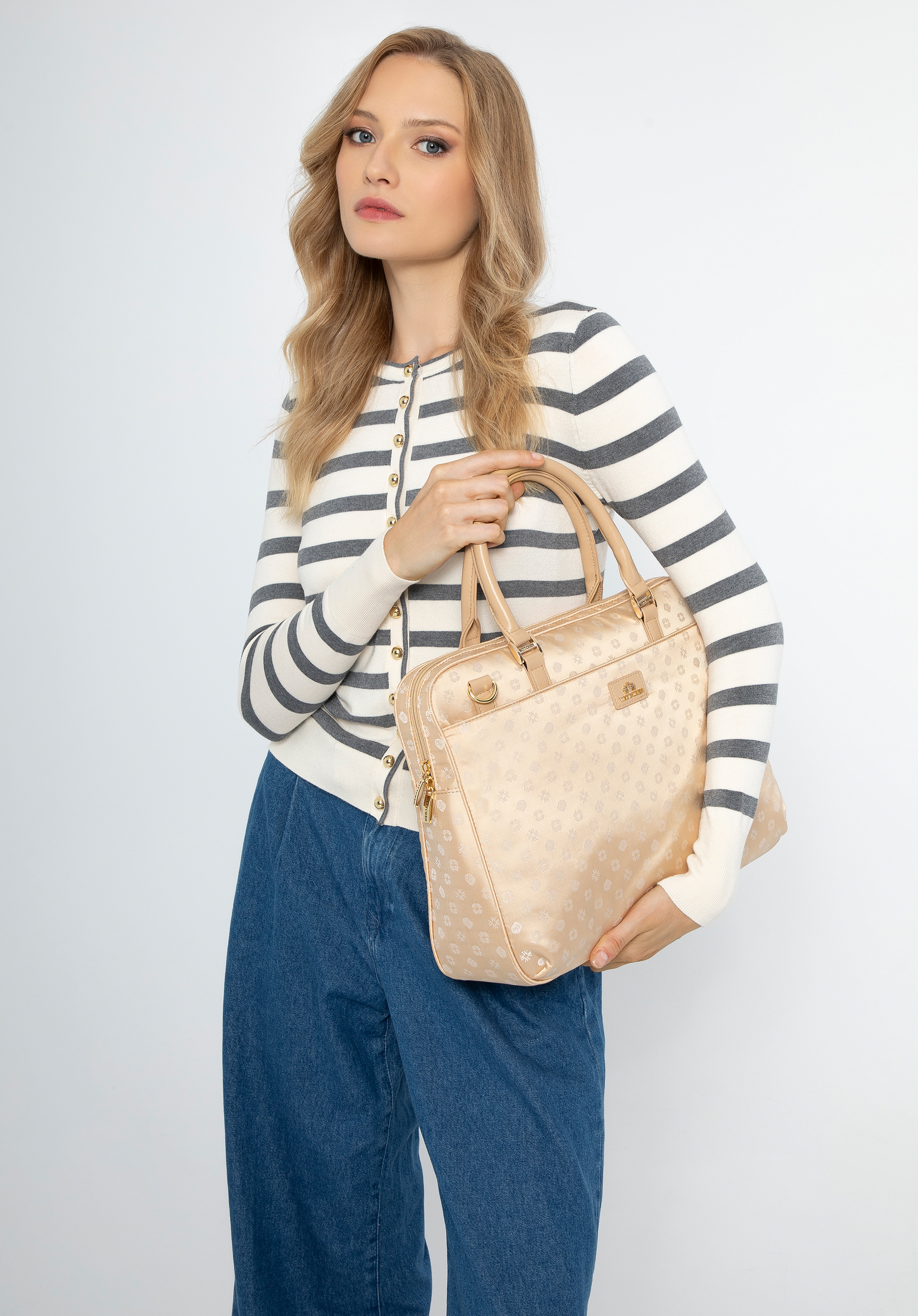 14“ Jacquard-Laptoptasche für Frauen mit Monogramm | WITTCHEN, Creme, 98-4E-907-0, Bild 1