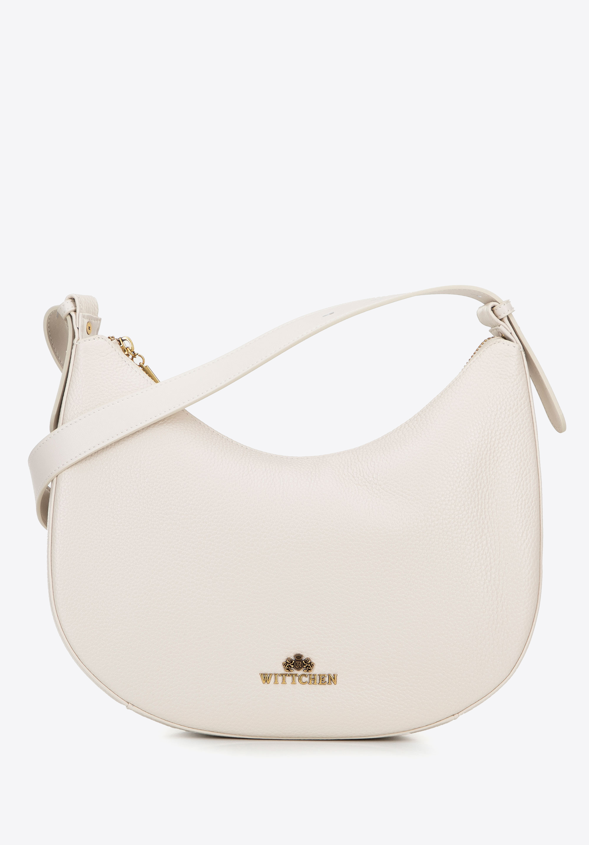 Baguette-Tasche aus Leder, Creme, 100-4E-210-0, Bild 1