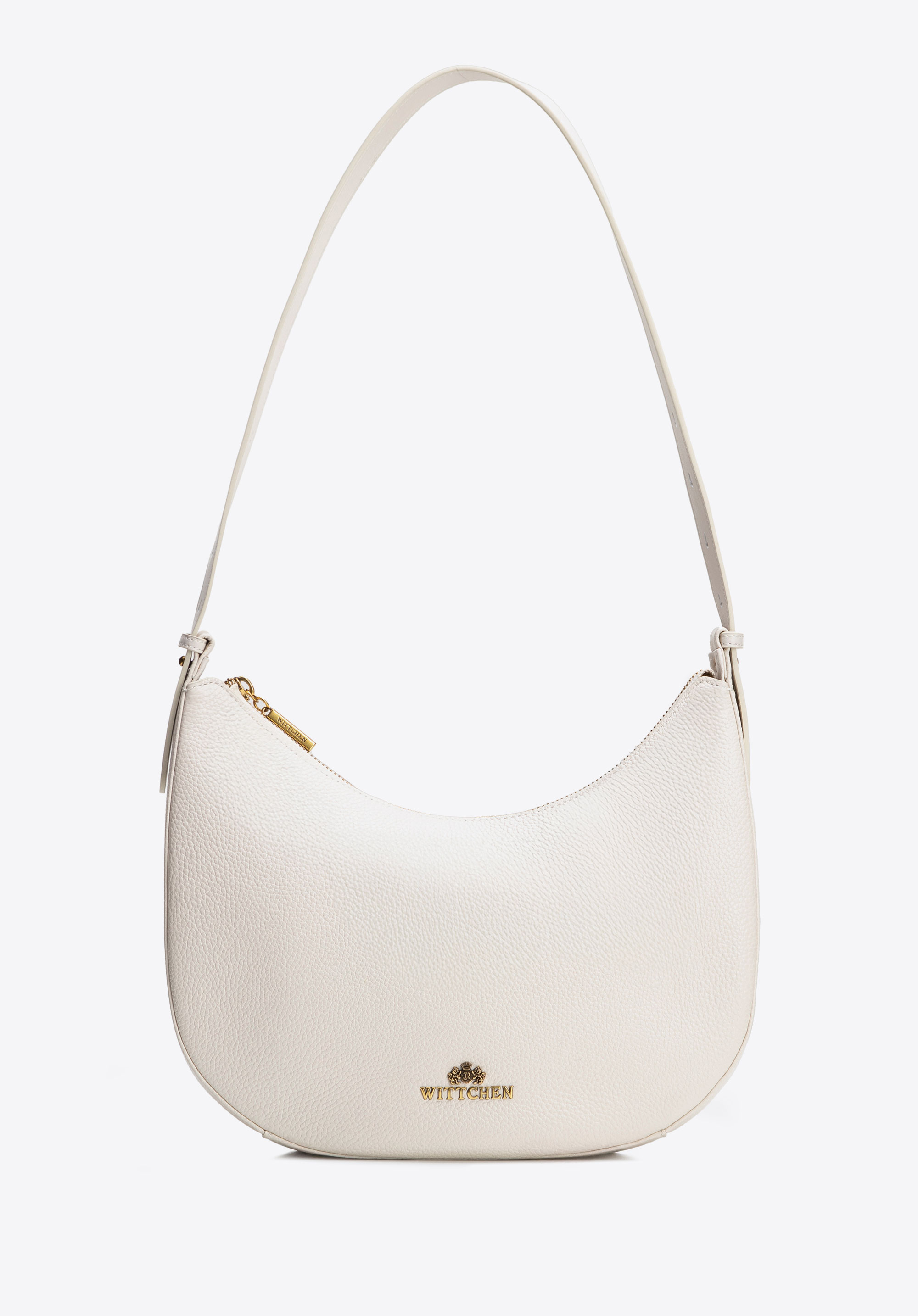 Baguette-Tasche aus Leder, Creme, 100-4E-210-0, Bild 1