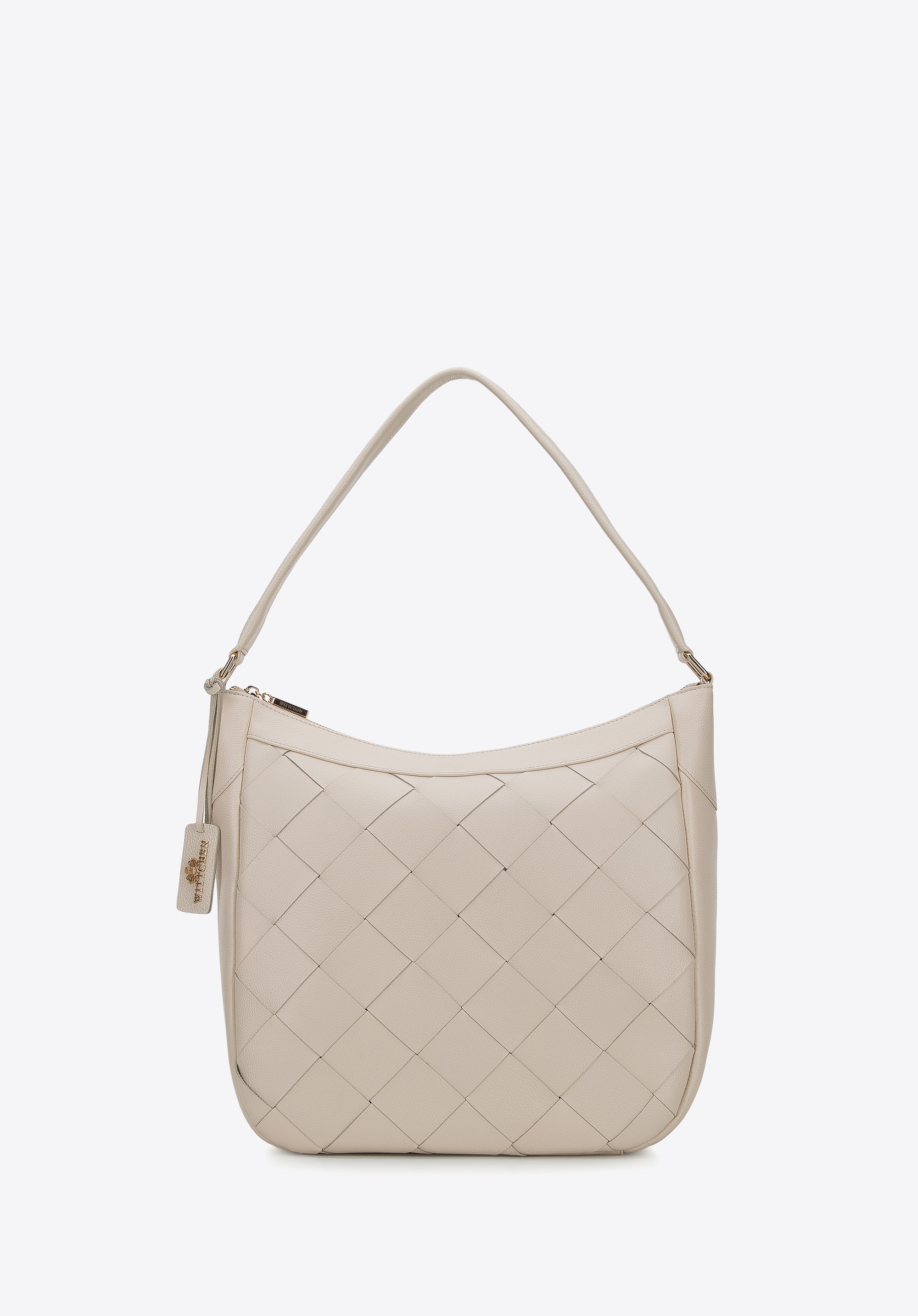 Beuteltasche aus Echtleder mit Flechtmuster
