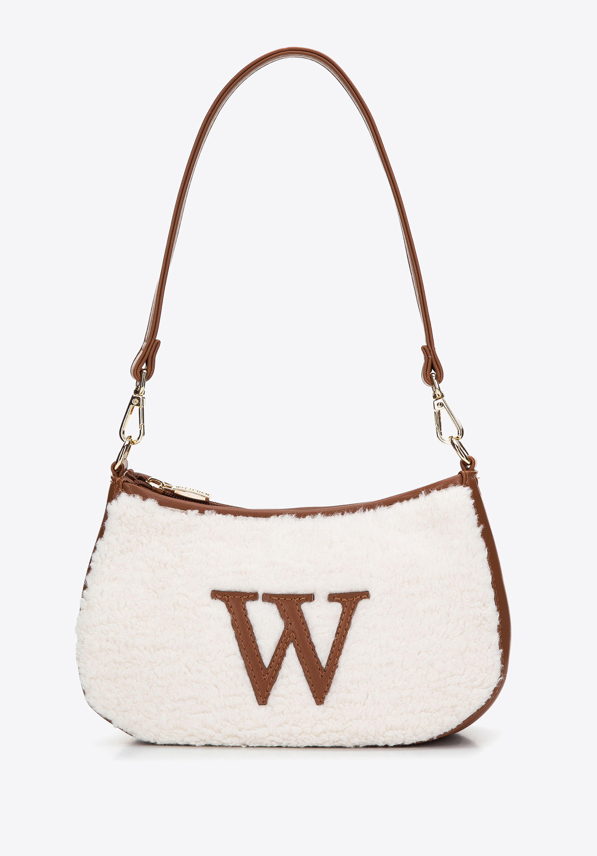 Kleine Baguette-Tasche mit Kunstfell, creme-braun, 97-4Y-502-00, Bild 1