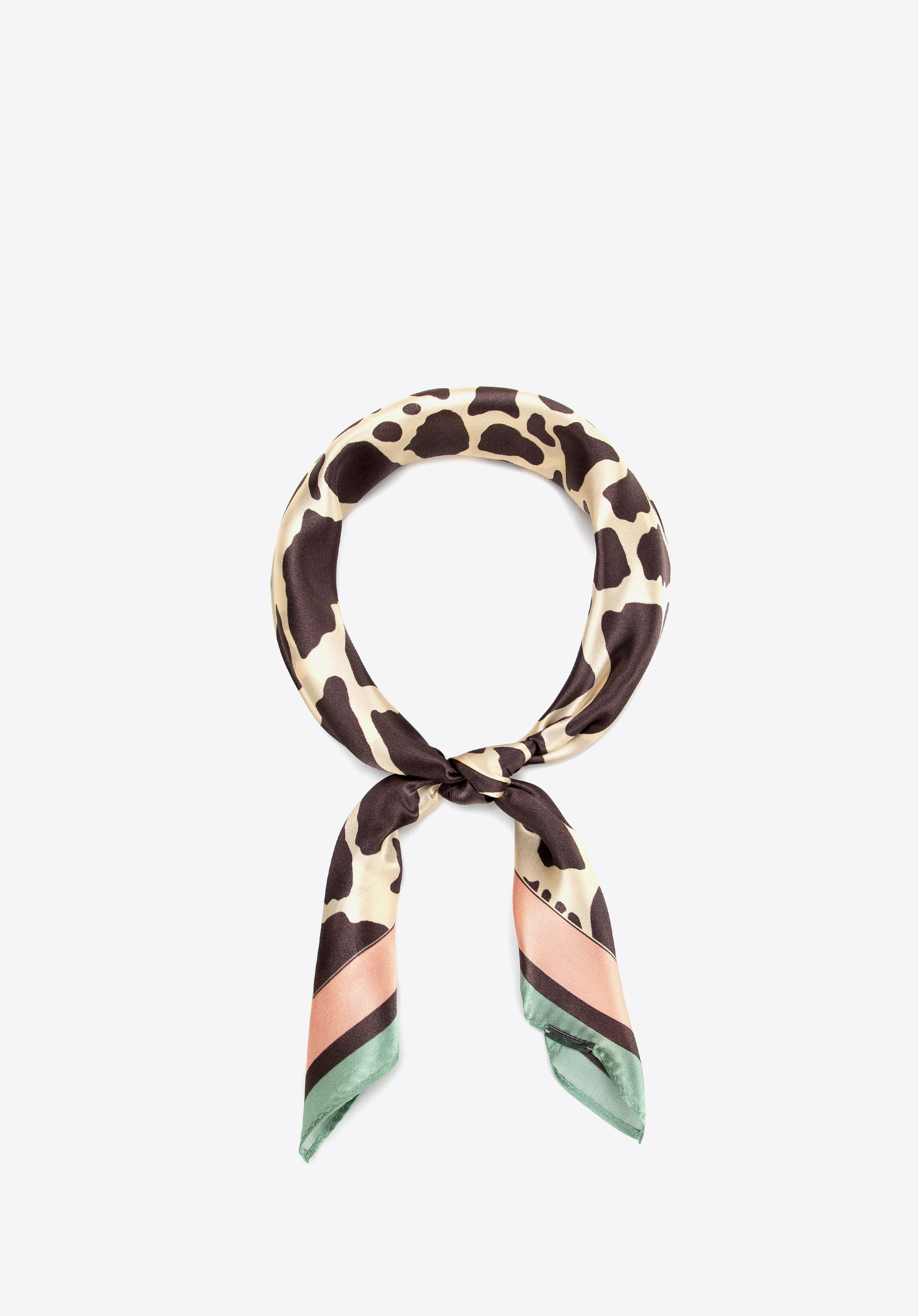 Seidenschal für Damen mit Tiermuster, creme-braun, 103-7D-S04-X28, Bild 1
