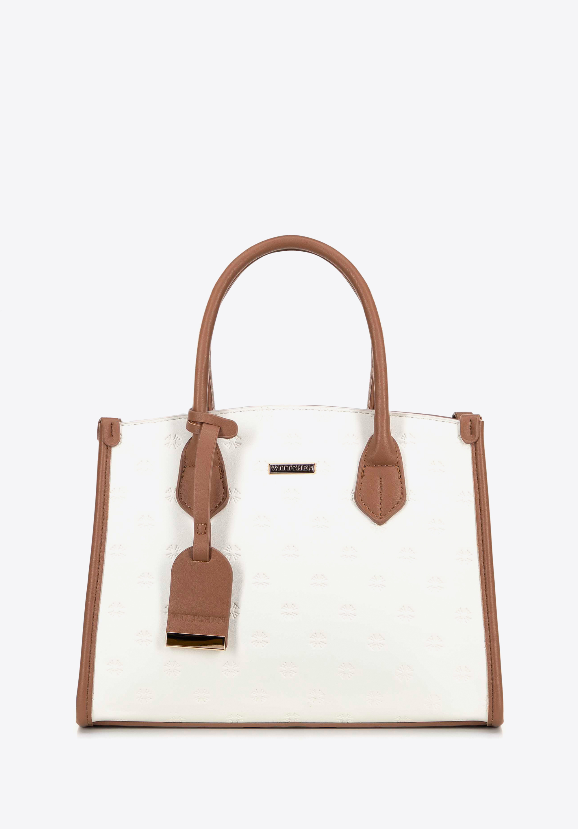 Signatur-Tasche aus Öko-Leder, creme-braun, 100-4Y-220-0, Bild 1