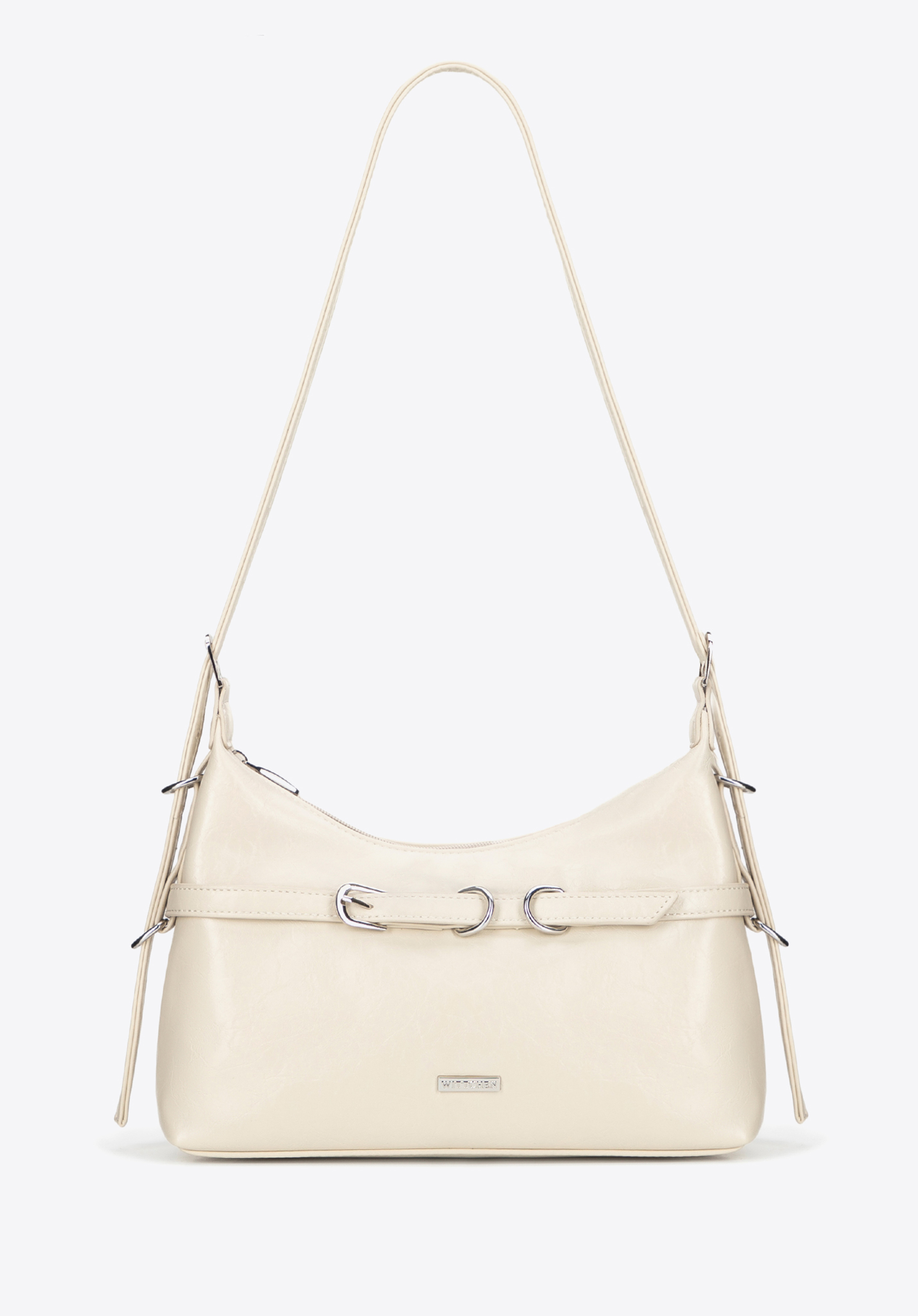 Damen-Baguette aus Öko-Leder mit verstellbarem Griff, Creme, 101-4Y-405-0, Bild 1