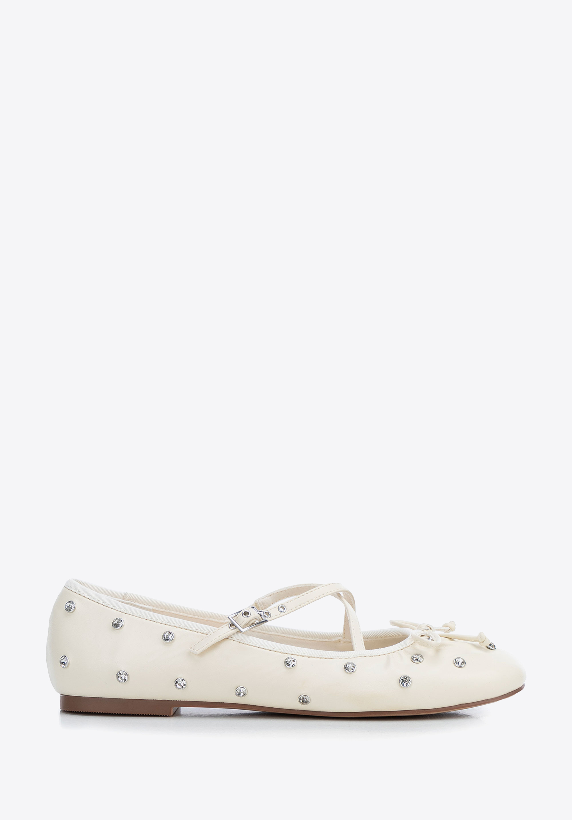 Damen Ballerinas aus Öko-Leder mit Kristallen, Creme, 100-DP-604-0-40, Bild 1