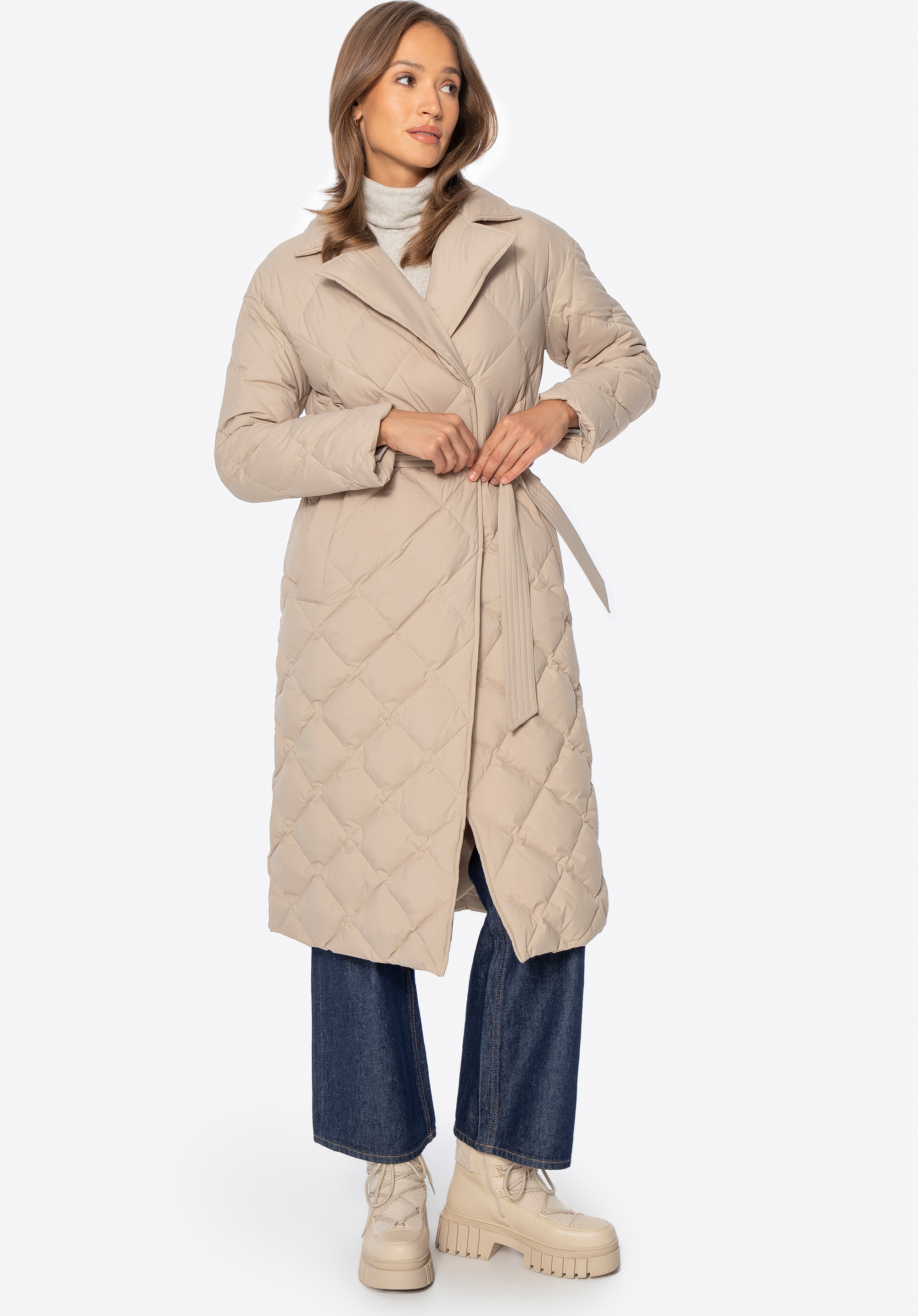 Damen Daunenmantel, Creme, 101-9D-402-0-M, Bild 1