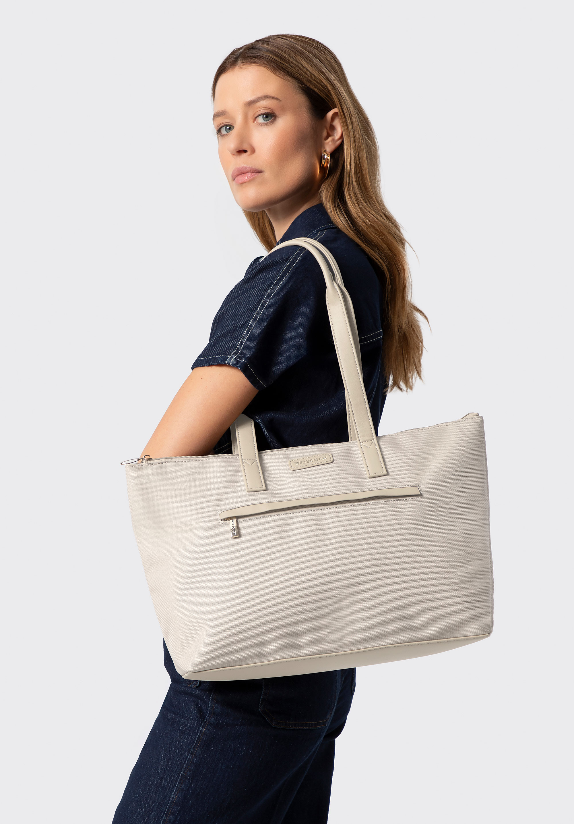 Damen-Einkaufstasche, Creme, 102-4Y-400-0, Bild 1