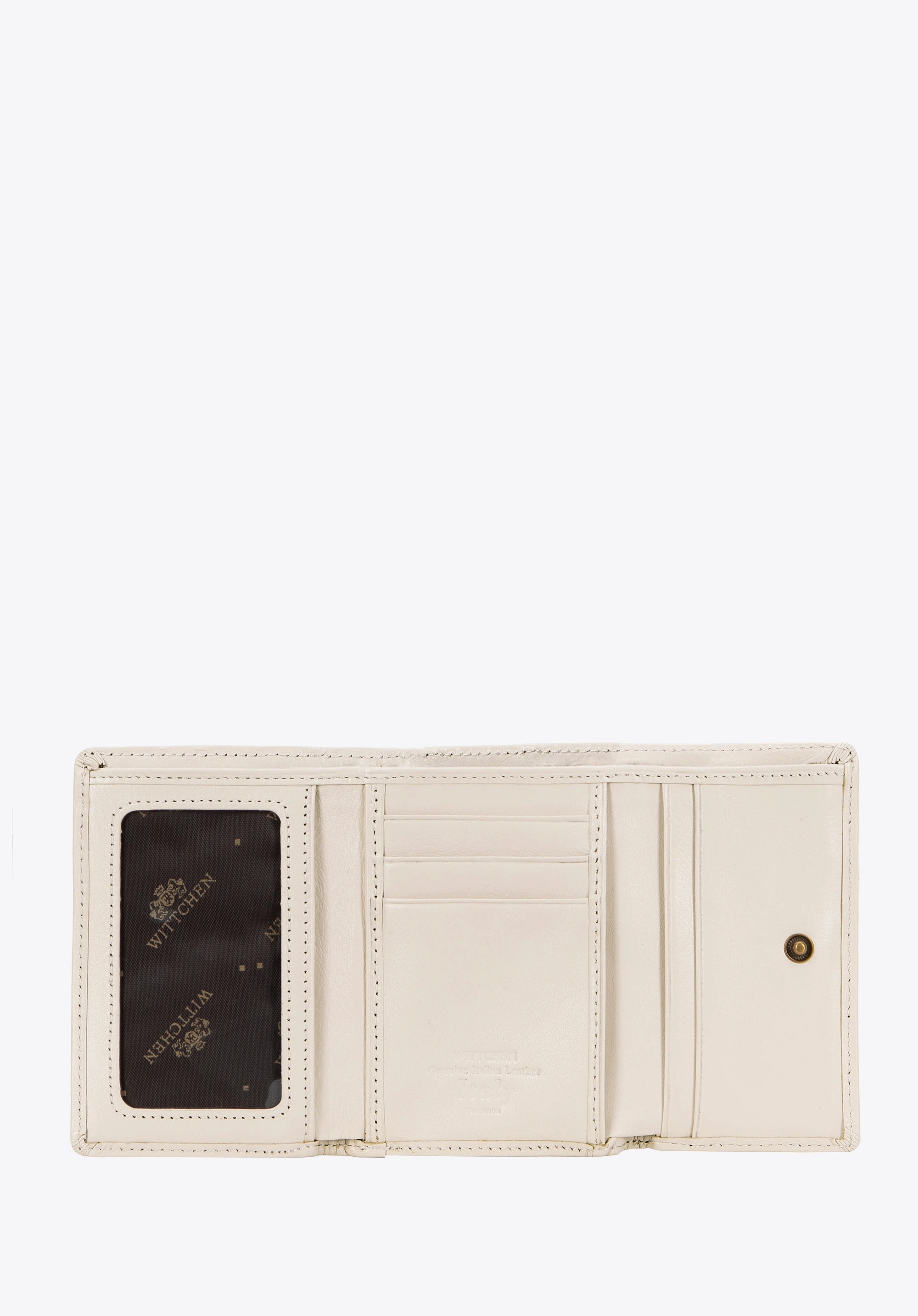 Damen-Geldbörse aus Leder mit geprägtem Logo, Creme, 21-1-053-9L, Bild 1