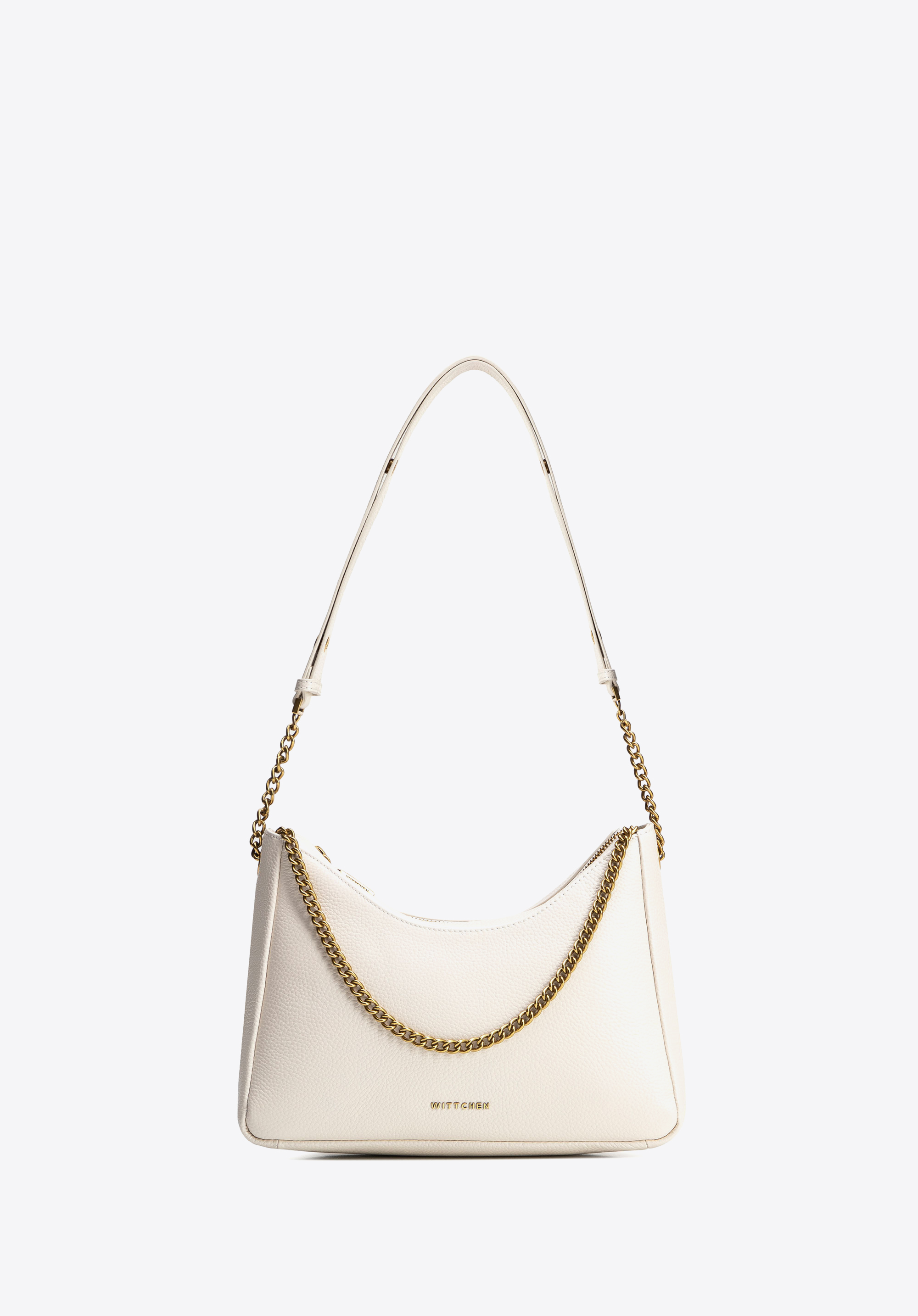 Damen Handtasche aus Leder, Creme, 100-4E-606-3, Bild 1