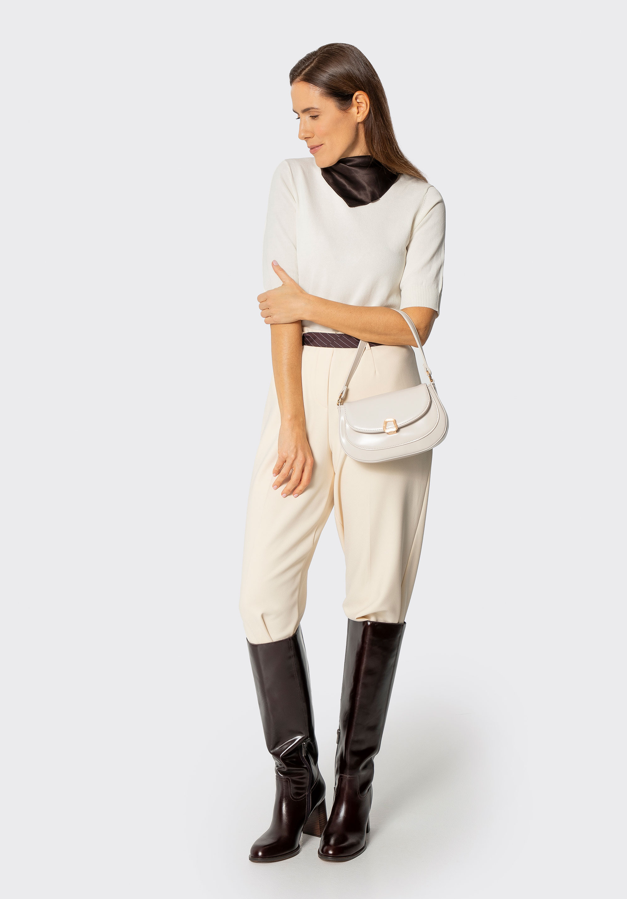 Damen Kunstleder Mini Handtasche, Creme, 101-4Y-436-0, Bild 1