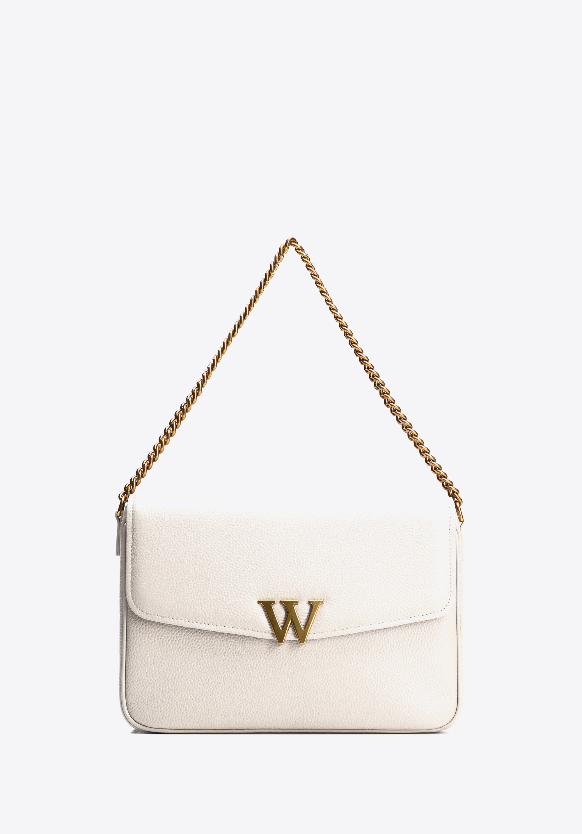 Damen Leder Crossbody mit dekorativem Verschluss, Creme, 100-4E-213-0, Bild 1