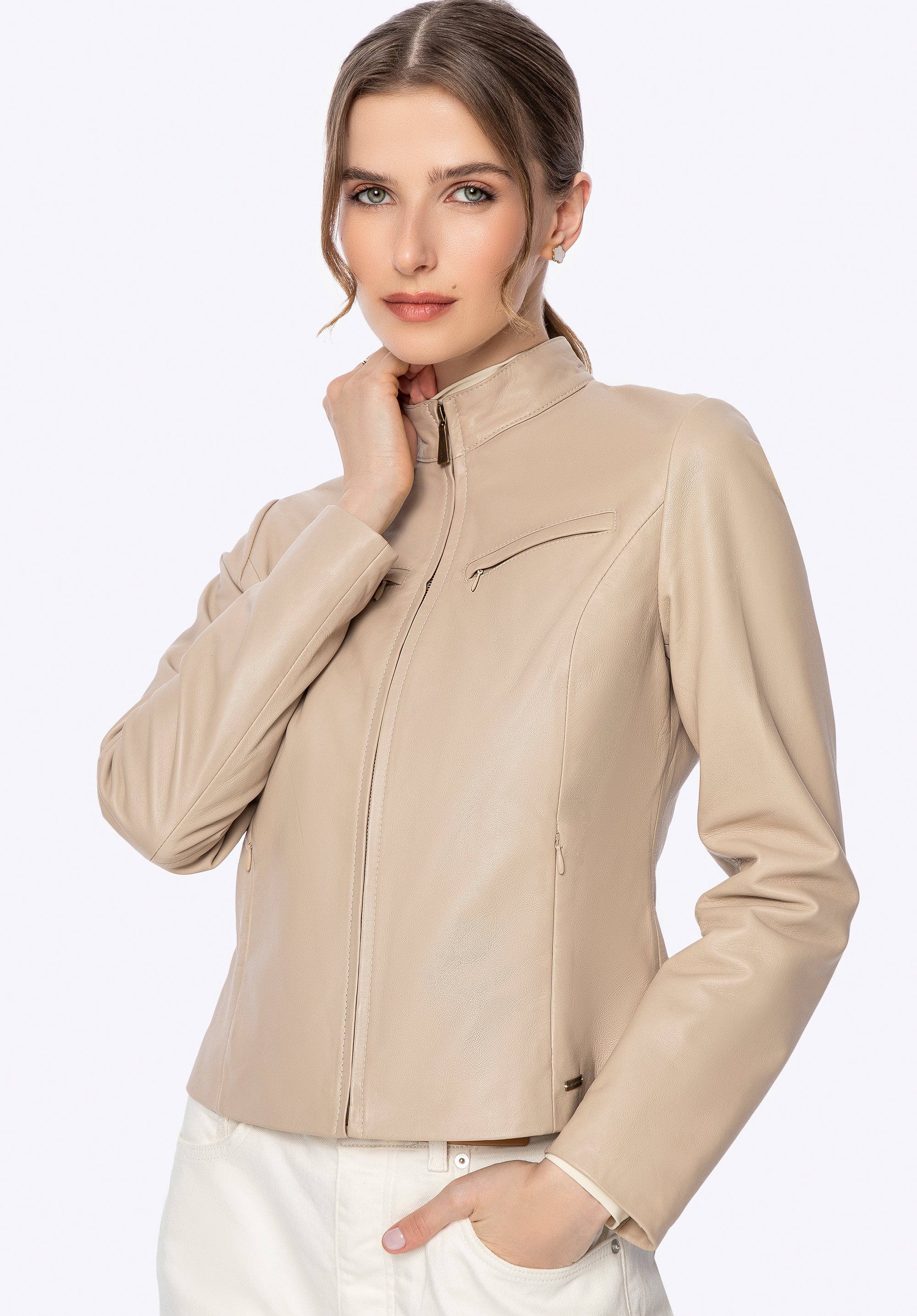 Damen Lederjacke, Creme, 100-09-801-0-2XL, Bild 1