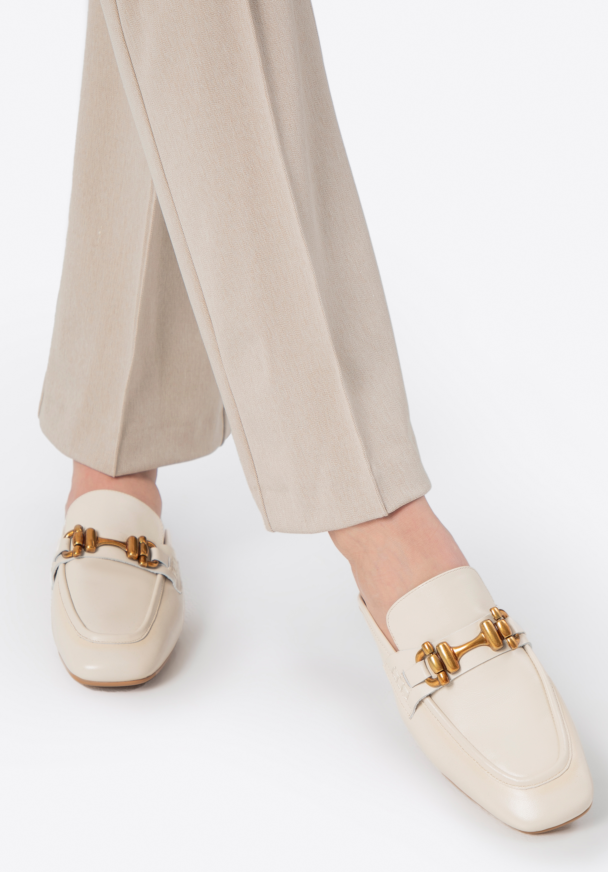 Damen-Loafer aus Leder mit Gebiss, Creme, 100-D-504-9-39, Bild 1