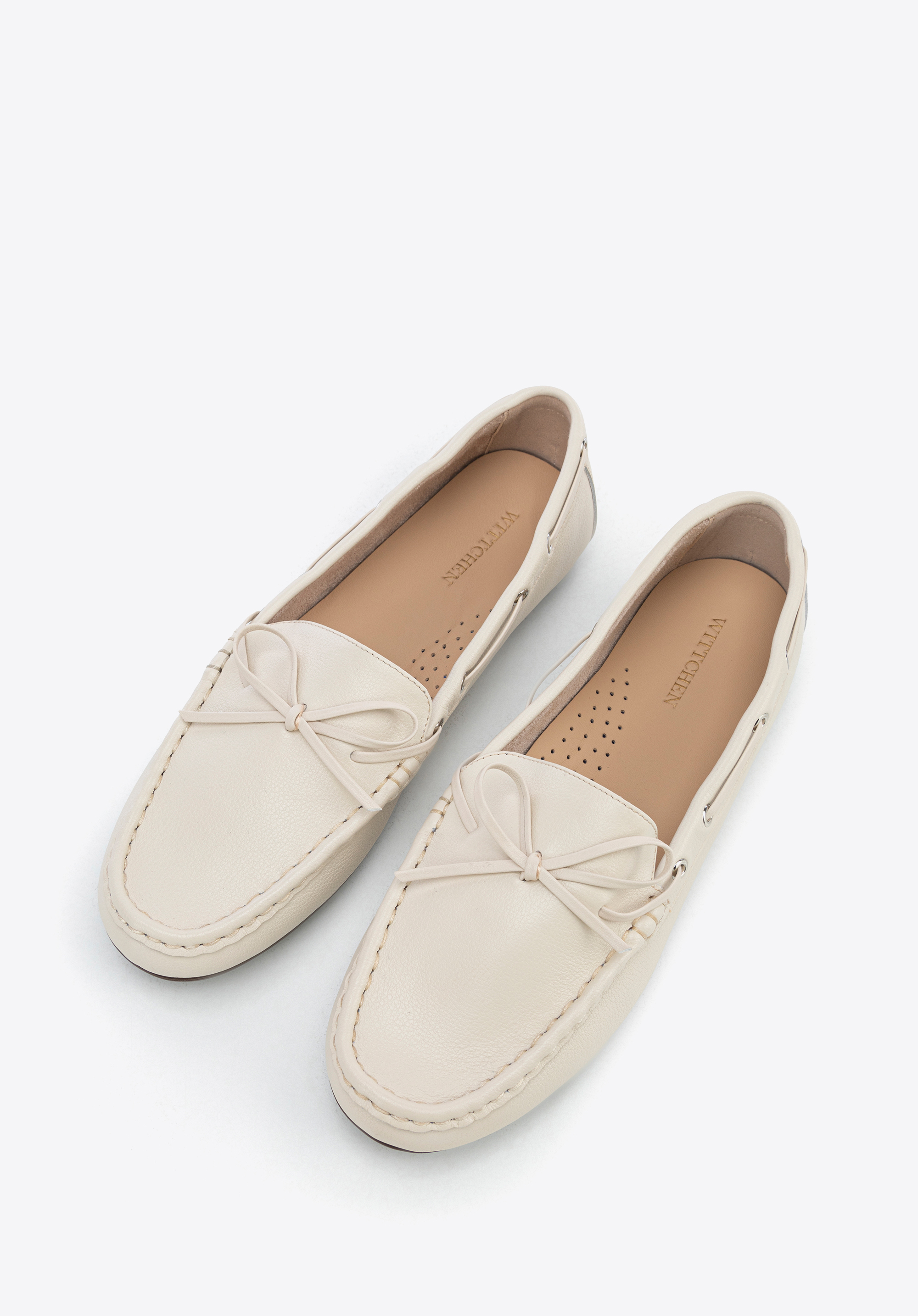 Damen-Loafer aus Naturleder mit dekorativer Schleife, Creme, 100-D-503-9-36, Bild 1