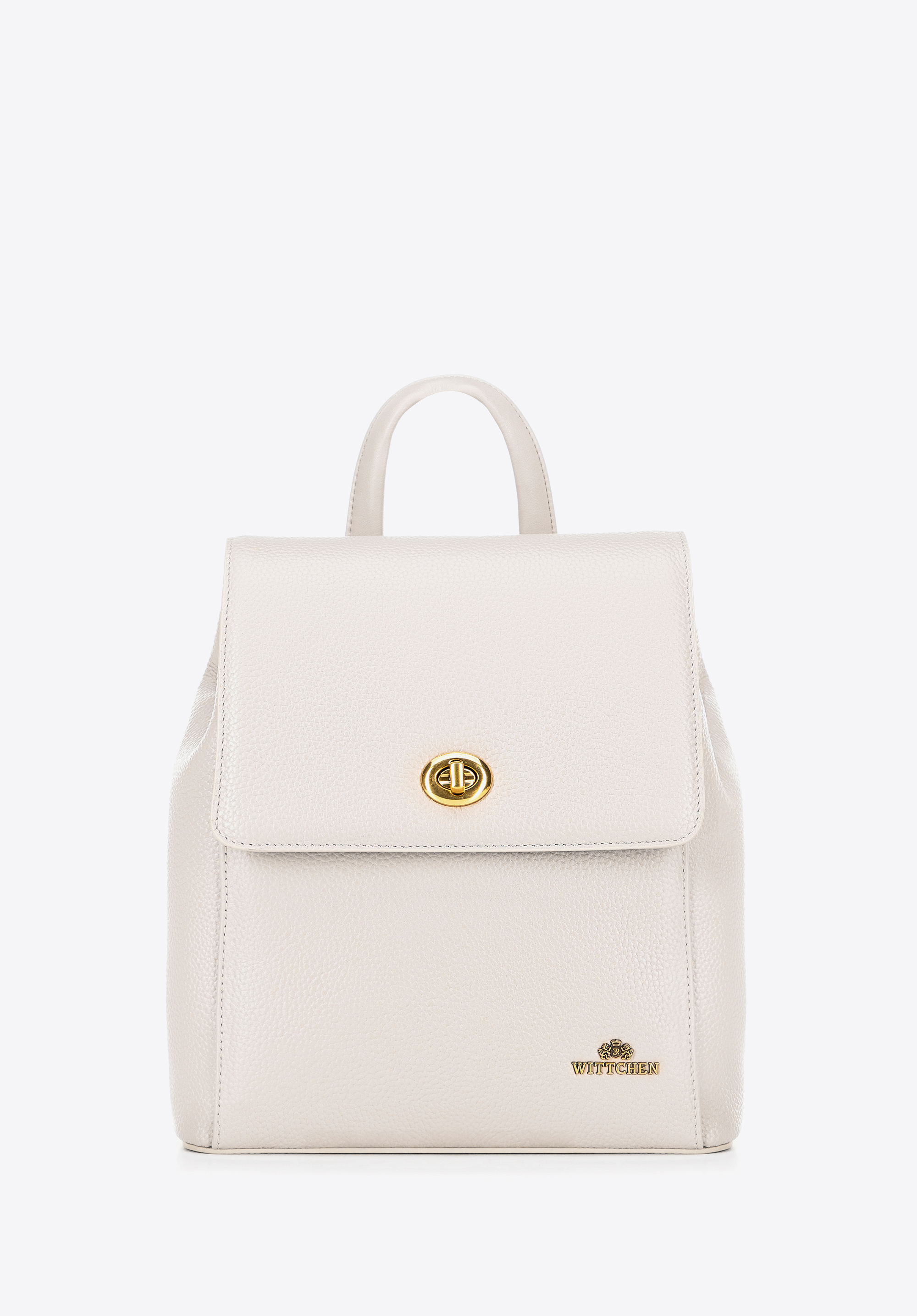 Damen-Rucksack aus Leder mit rechteckiger Klappe, Creme, 100-4E-225-0, Bild 1